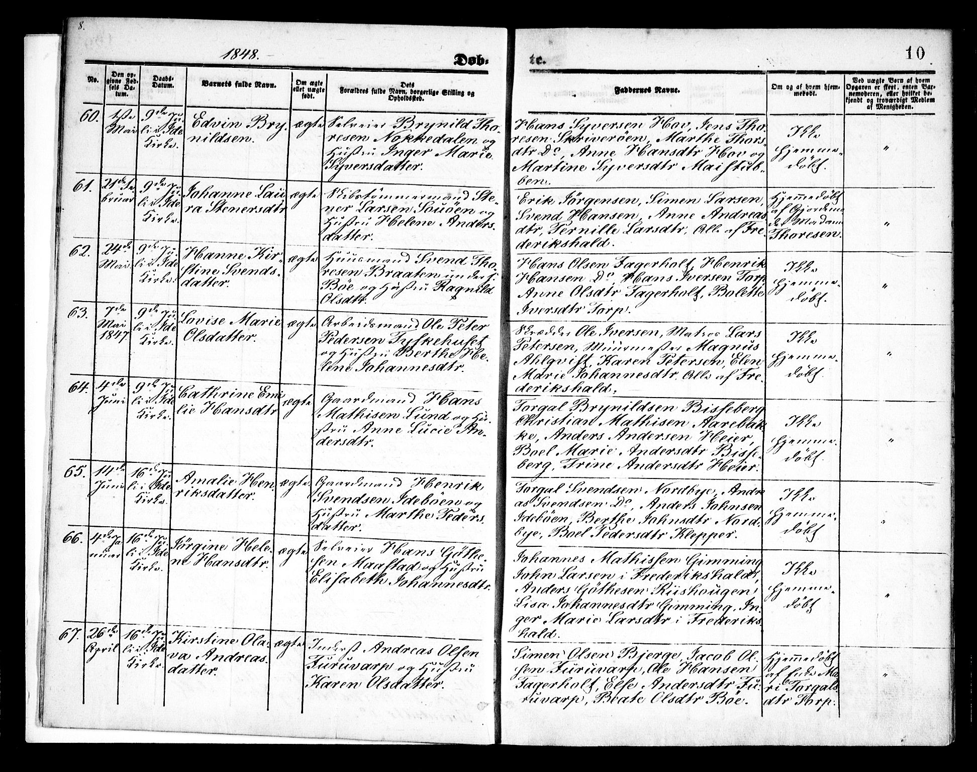 Idd prestekontor Kirkebøker, AV/SAO-A-10911/F/Fc/L0004a: Parish register (official) no. III 4A, 1848-1860, p. 10