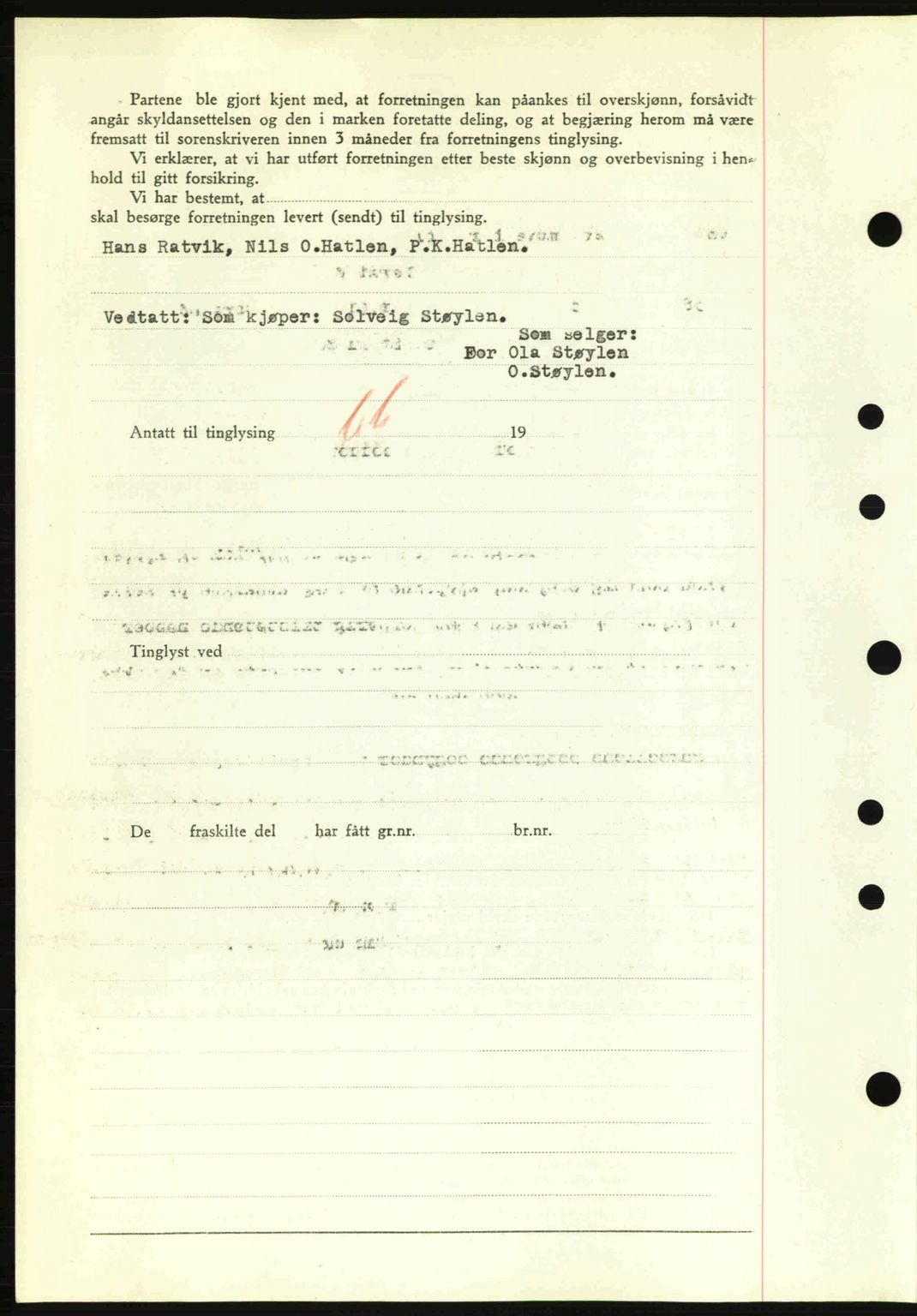 Nordre Sunnmøre sorenskriveri, AV/SAT-A-0006/1/2/2C/2Ca: Mortgage book no. A13, 1942-1942, Diary no: : 966/1942