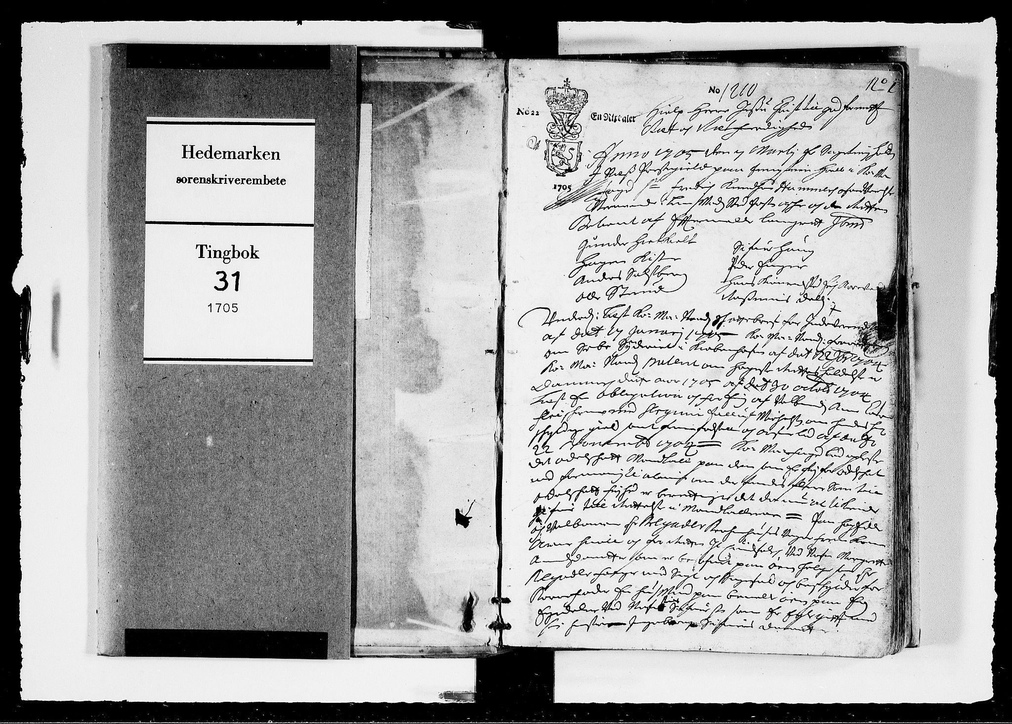 Hedemarken sorenskriveri, SAH/TING-034/G/Gb/L0031: Tingbok, 1705, p. 0b-1a