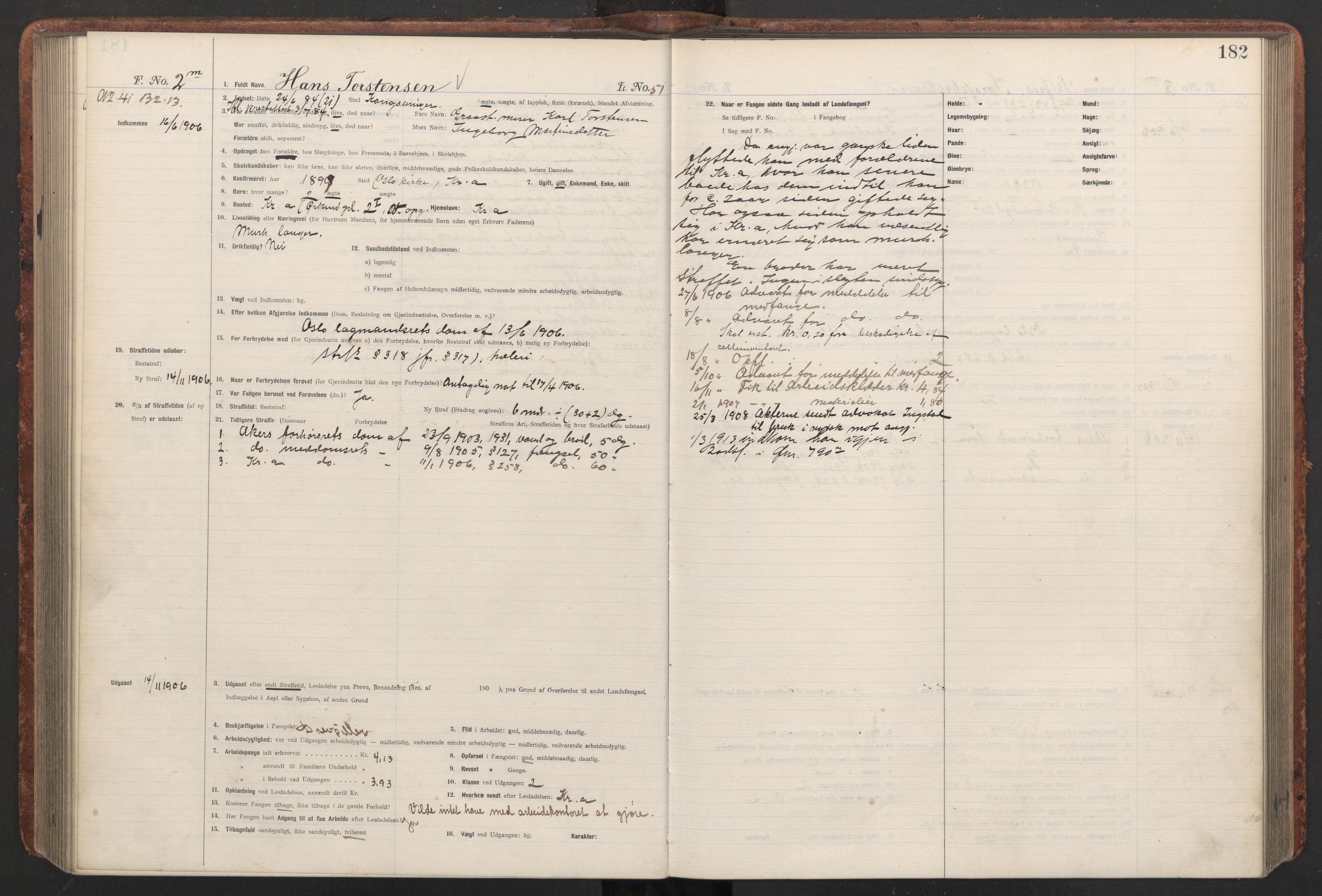 Botsfengslet, AV/RA-S-1539/D/Db/Dbb/L0040: 821l - 171m, 1905-1907, p. 182