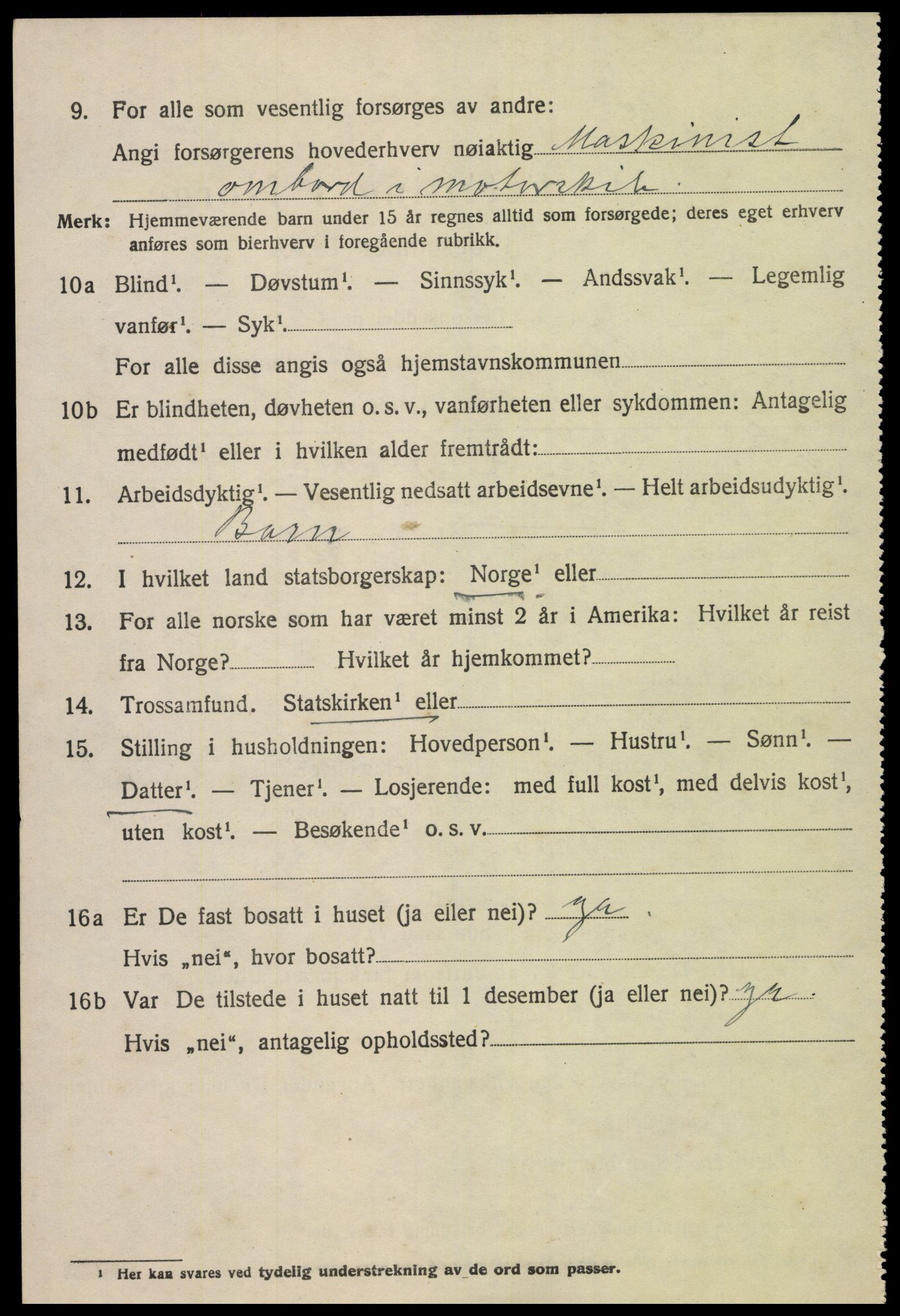 SAK, 1920 census for Øyestad, 1920, p. 5905
