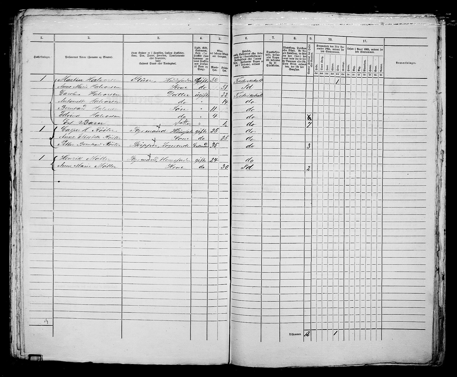 RA, 1865 census for Fredrikshald, 1865, p. 1239