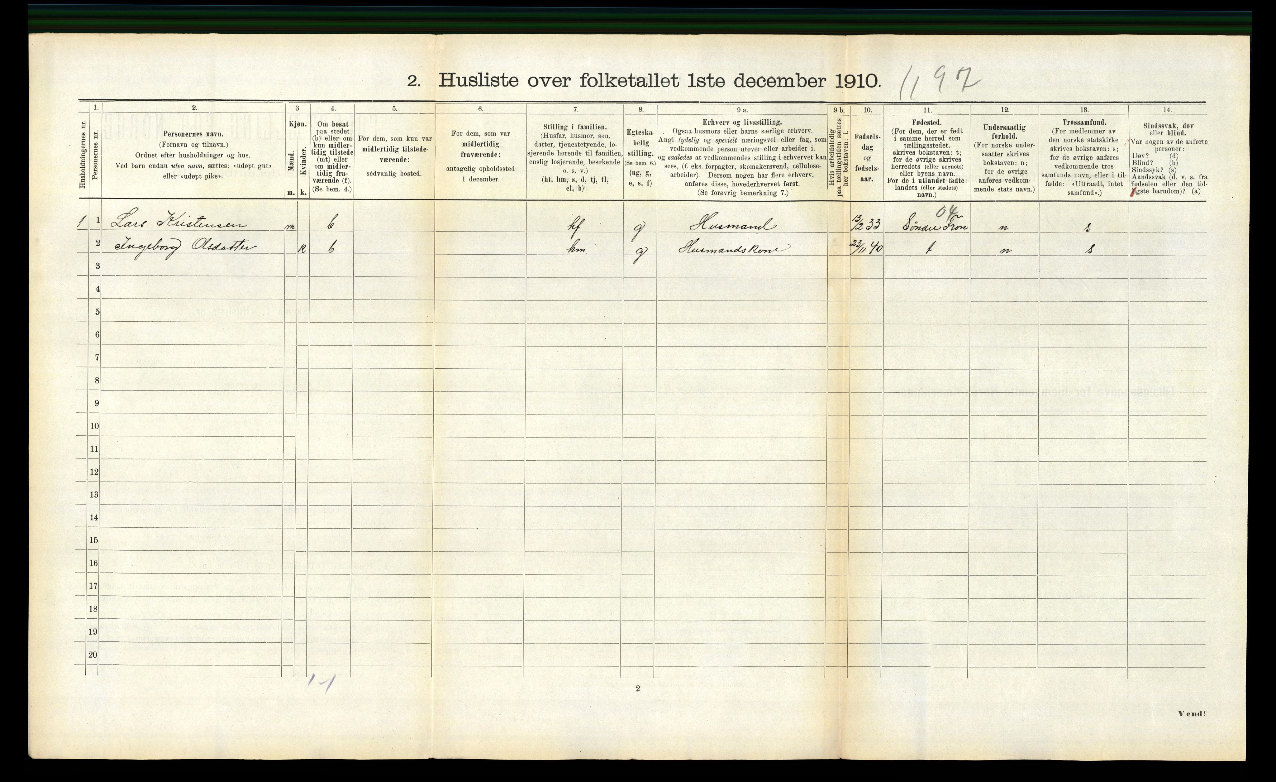 RA, 1910 census for Hemne, 1910, p. 494