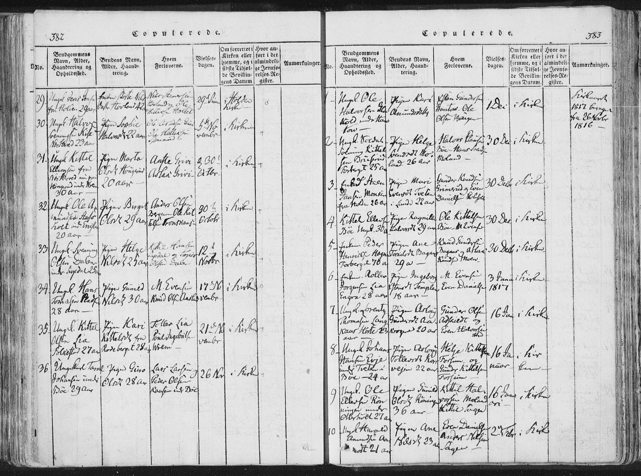 Bø kirkebøker, SAKO/A-257/F/Fa/L0006: Parish register (official) no. 6, 1815-1831, p. 382-383