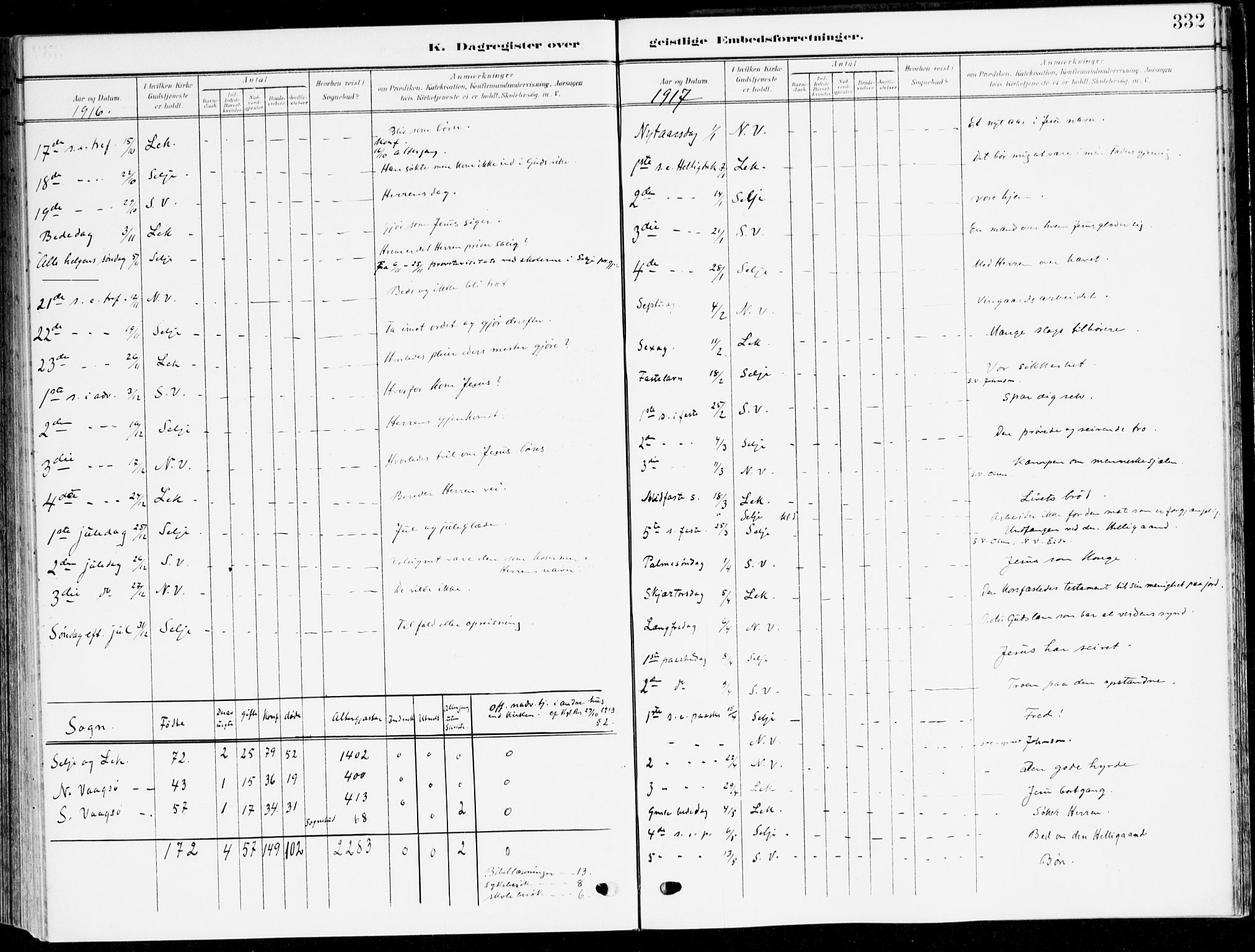 Selje sokneprestembete, SAB/A-99938/H/Ha/Haa/Haab: Parish register (official) no. B 3, 1908-1923, p. 332