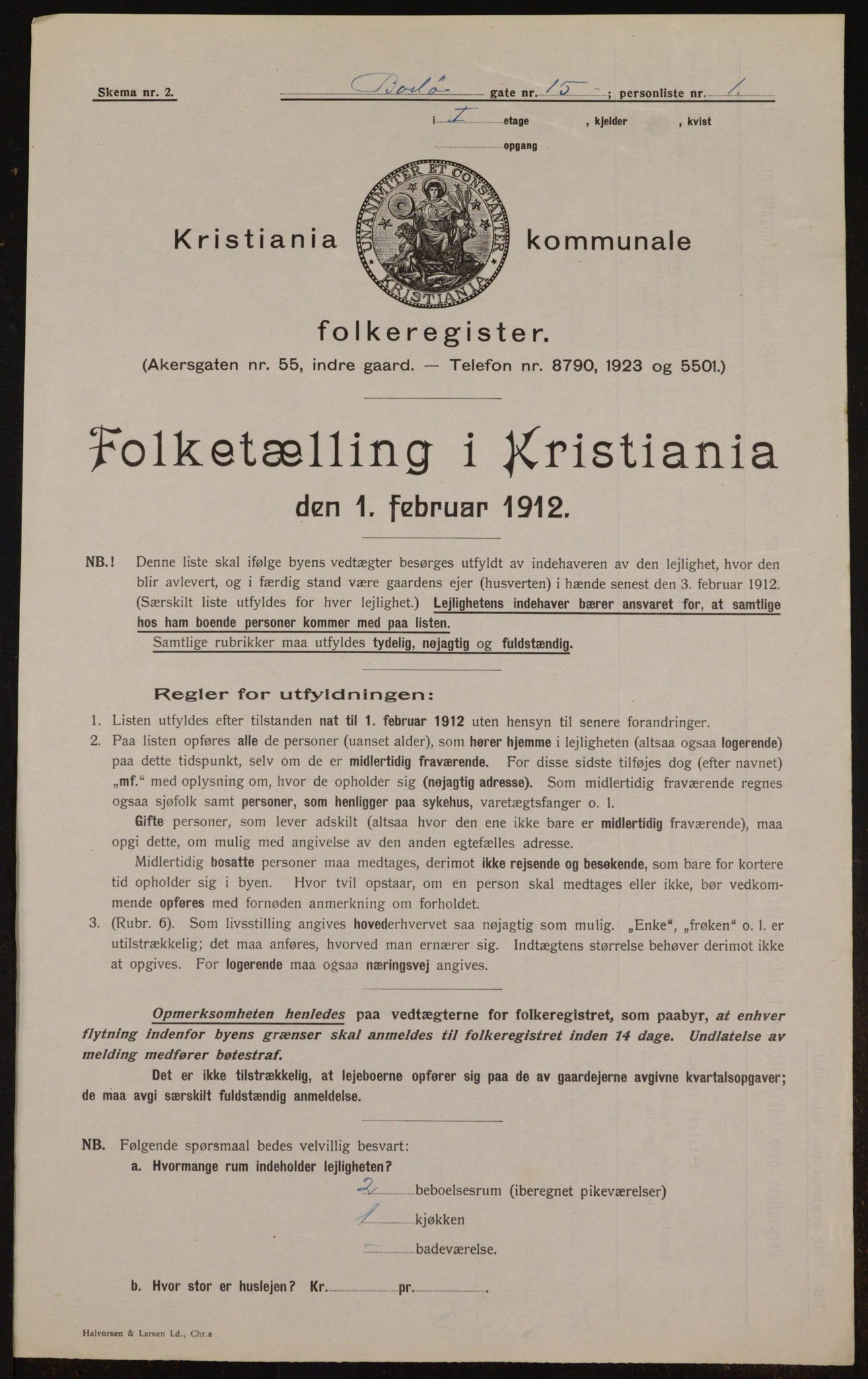 OBA, Municipal Census 1912 for Kristiania, 1912, p. 6643