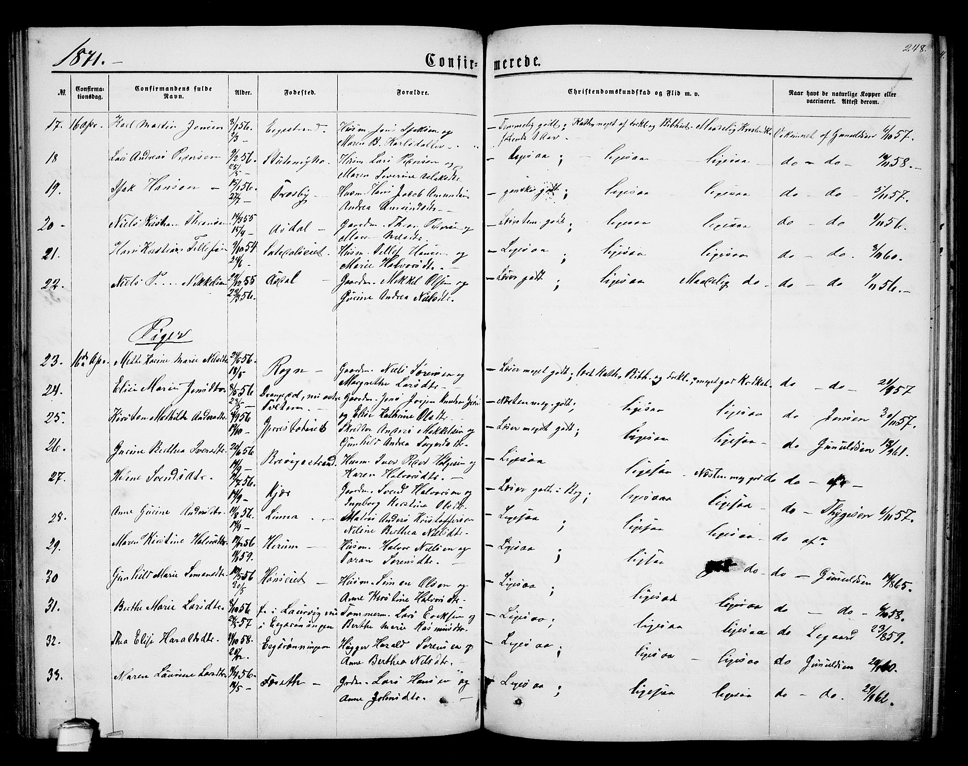 Bamble kirkebøker, SAKO/A-253/G/Ga/L0006: Parish register (copy) no. I 6, 1860-1876, p. 248