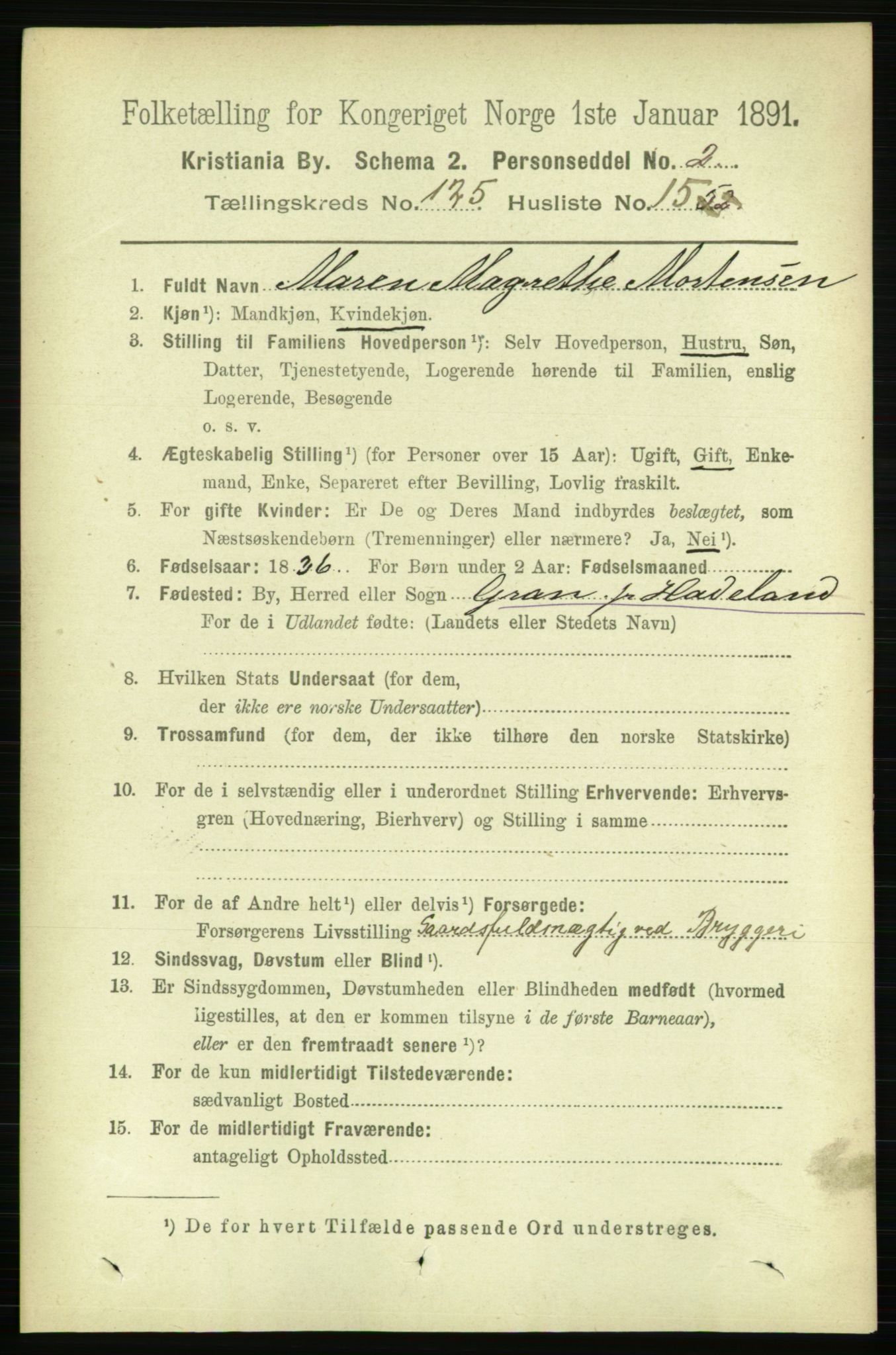 RA, 1891 census for 0301 Kristiania, 1891, p. 67078