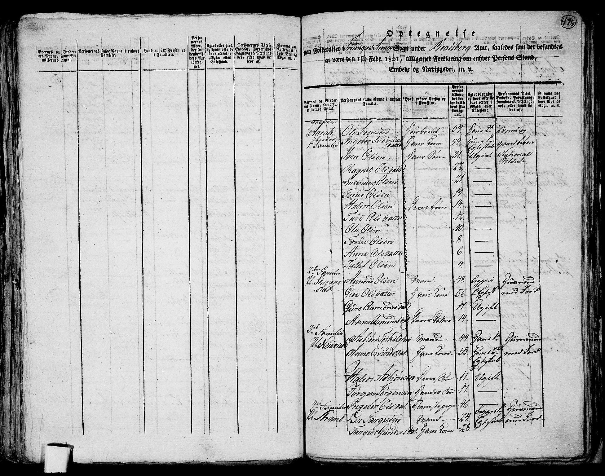RA, 1801 census for 0829P Kviteseid, 1801, p. 475b-476a