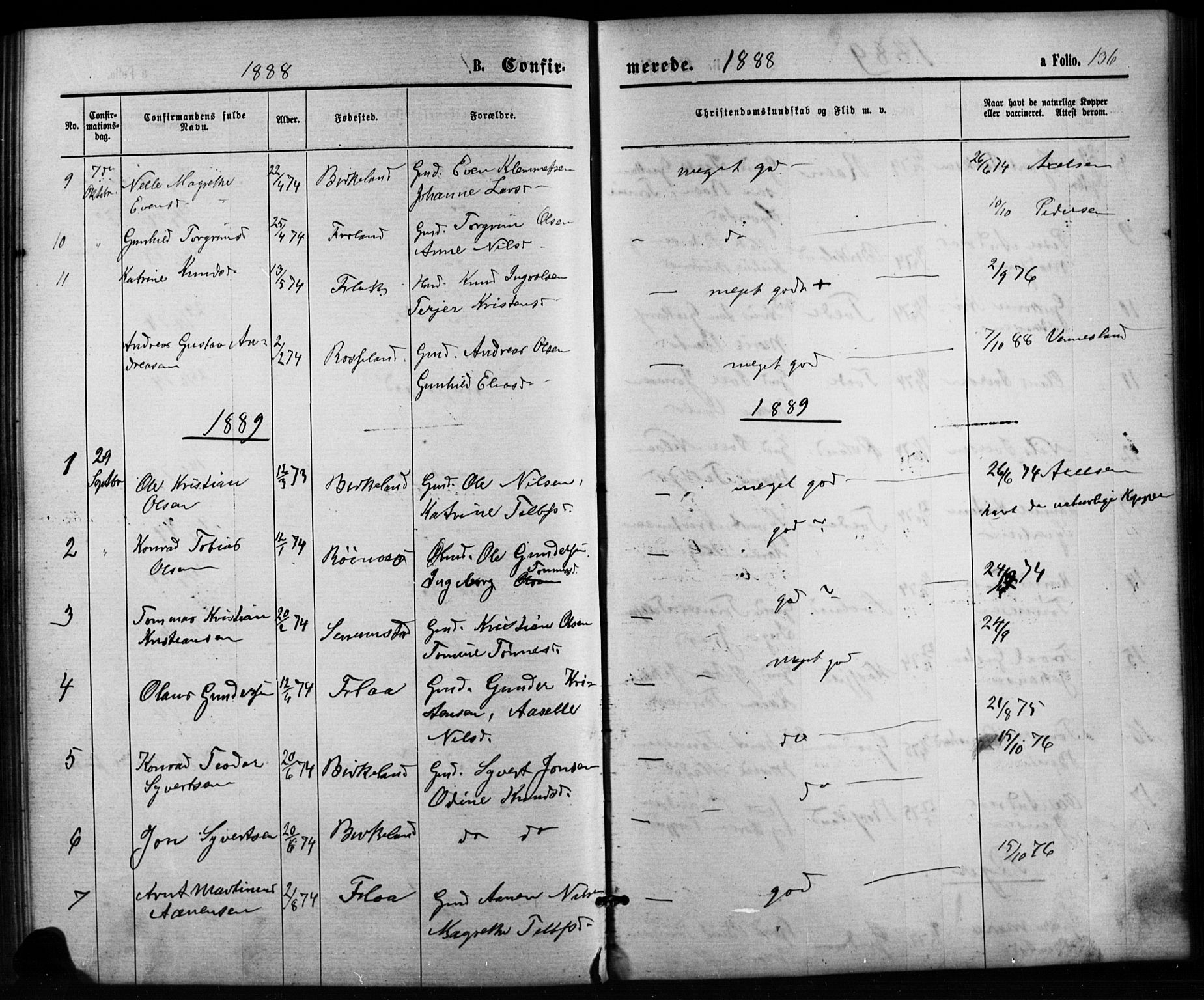 Birkenes sokneprestkontor, SAK/1111-0004/F/Fb/L0003: Parish register (copy) no. B 3, 1876-1892, p. 136