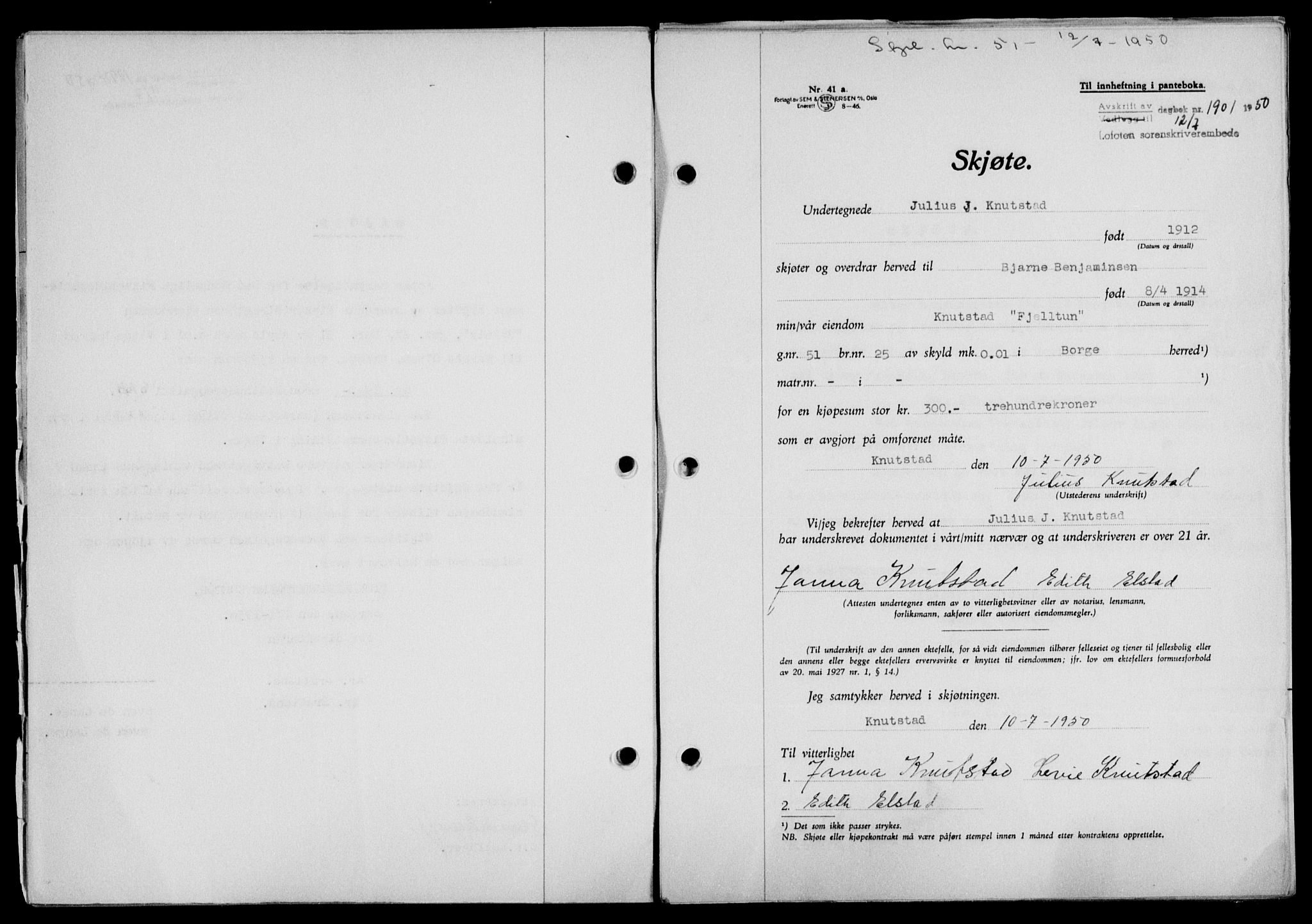 Lofoten sorenskriveri, SAT/A-0017/1/2/2C/L0024a: Mortgage book no. 24a, 1950-1950, Diary no: : 1901/1950