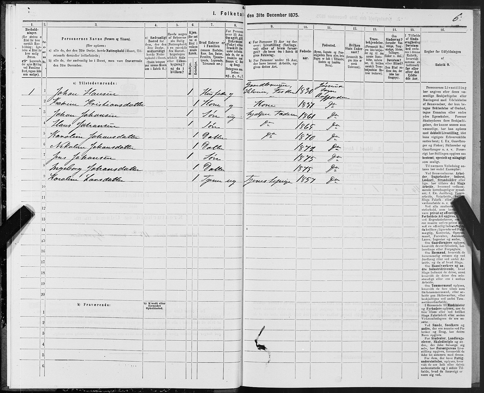 SAT, 1875 census for 1630P Aafjorden, 1875, p. 4006