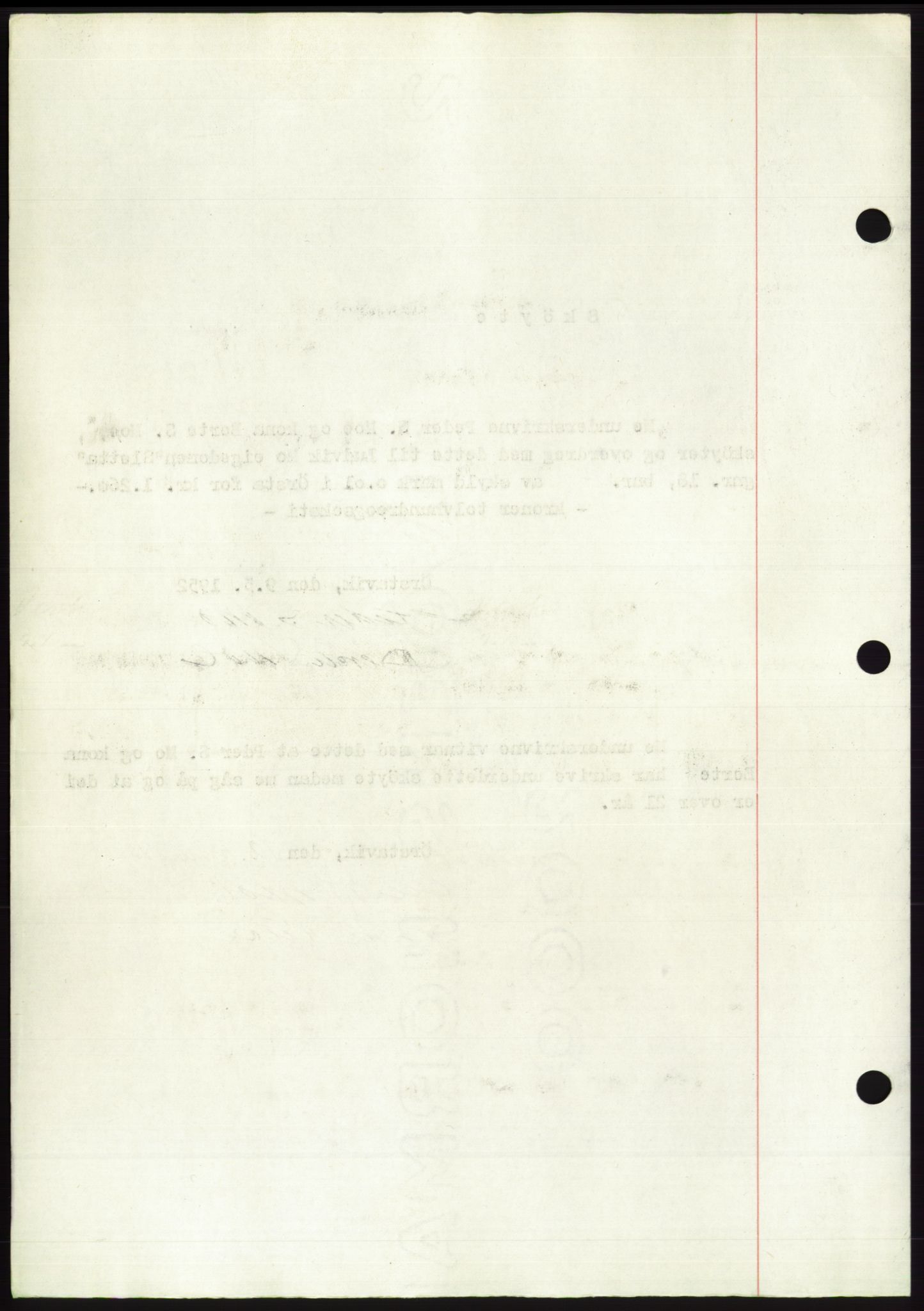 Søre Sunnmøre sorenskriveri, AV/SAT-A-4122/1/2/2C/L0092: Mortgage book no. 18A, 1952-1952, Diary no: : 909/1952