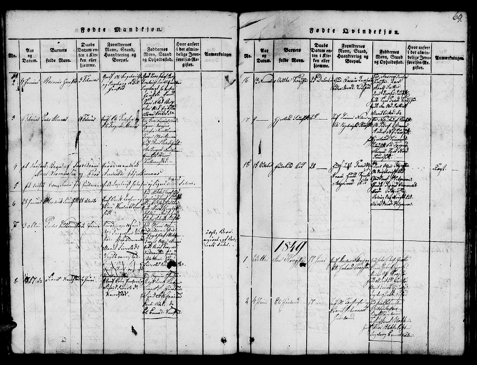 Ministerialprotokoller, klokkerbøker og fødselsregistre - Sør-Trøndelag, SAT/A-1456/694/L1130: Parish register (copy) no. 694C02, 1816-1857, p. 69