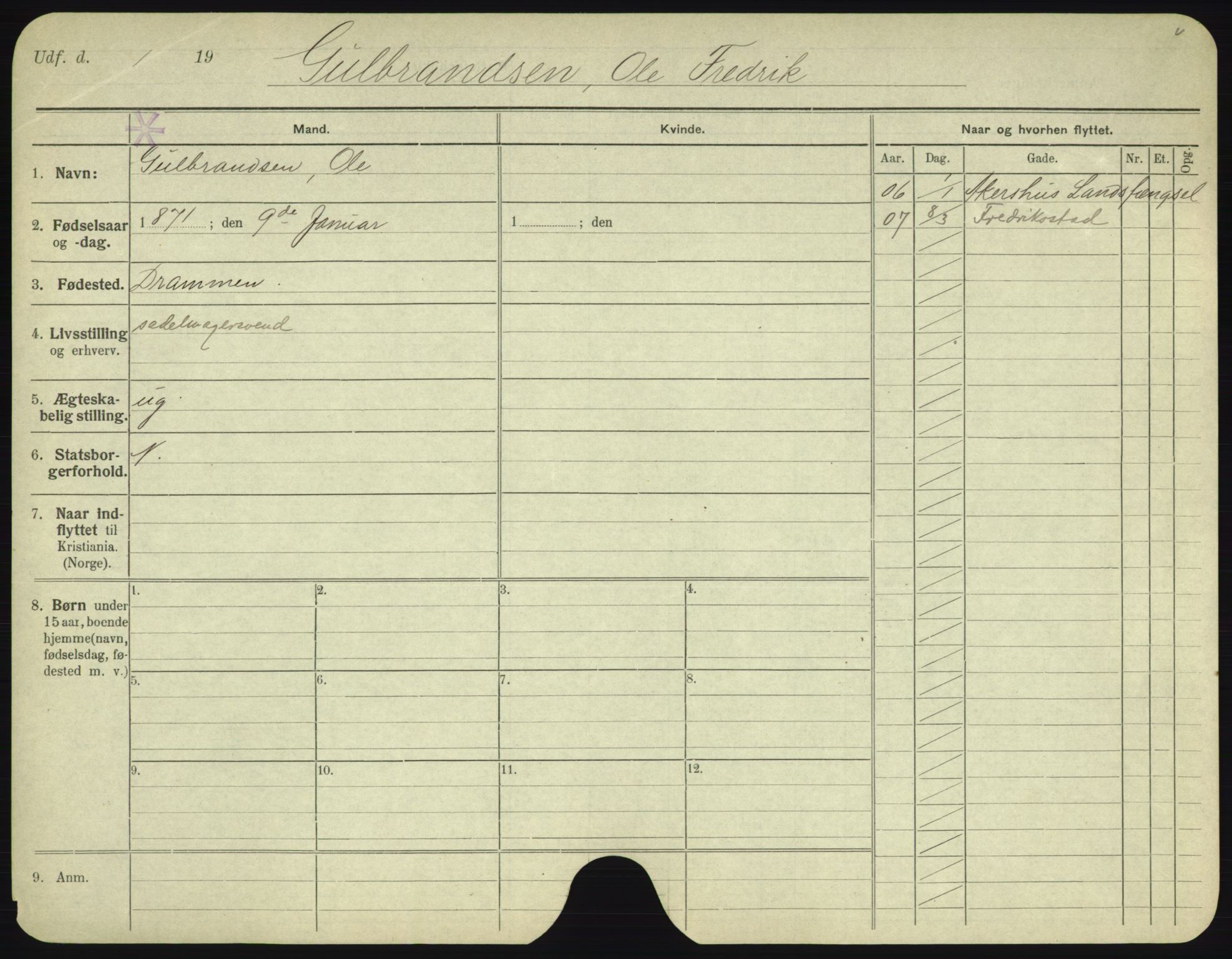 Oslo folkeregister, Registerkort, AV/SAO-A-11715/F/Fa/Fac/L0003: Menn, 1906-1914, p. 753a