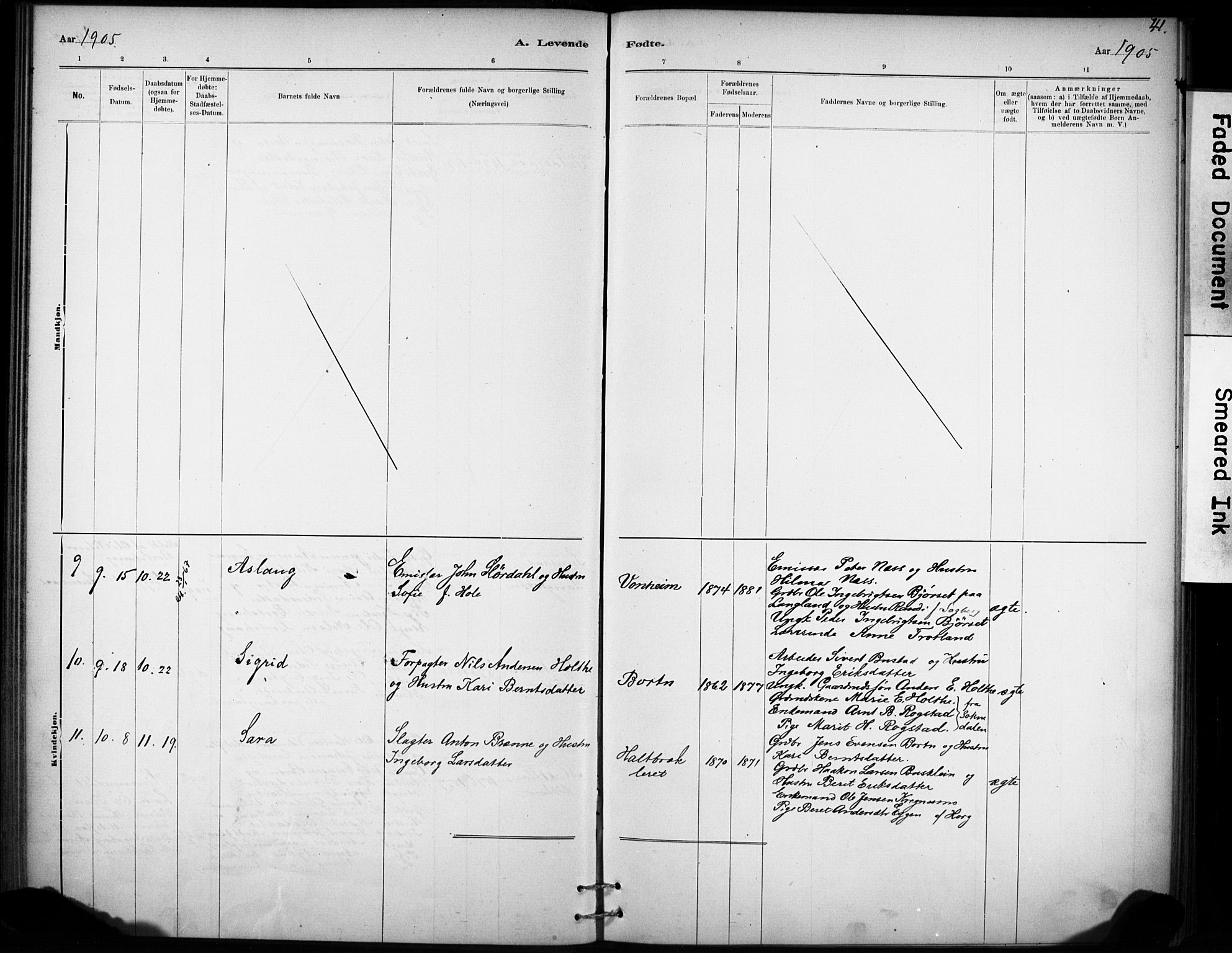 Ministerialprotokoller, klokkerbøker og fødselsregistre - Sør-Trøndelag, AV/SAT-A-1456/693/L1119: Parish register (official) no. 693A01, 1887-1905, p. 41