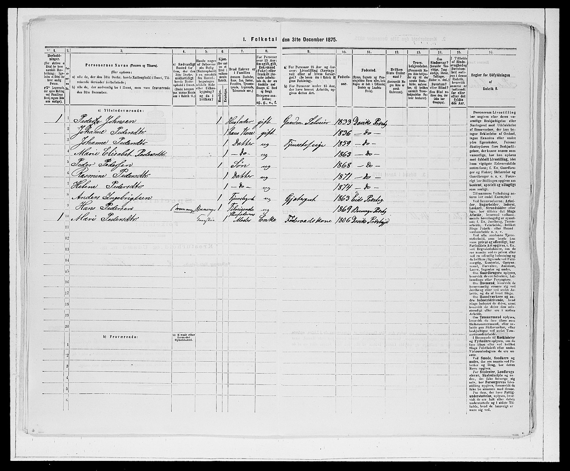 SAB, 1875 Census for 1442P Davik, 1875, p. 46