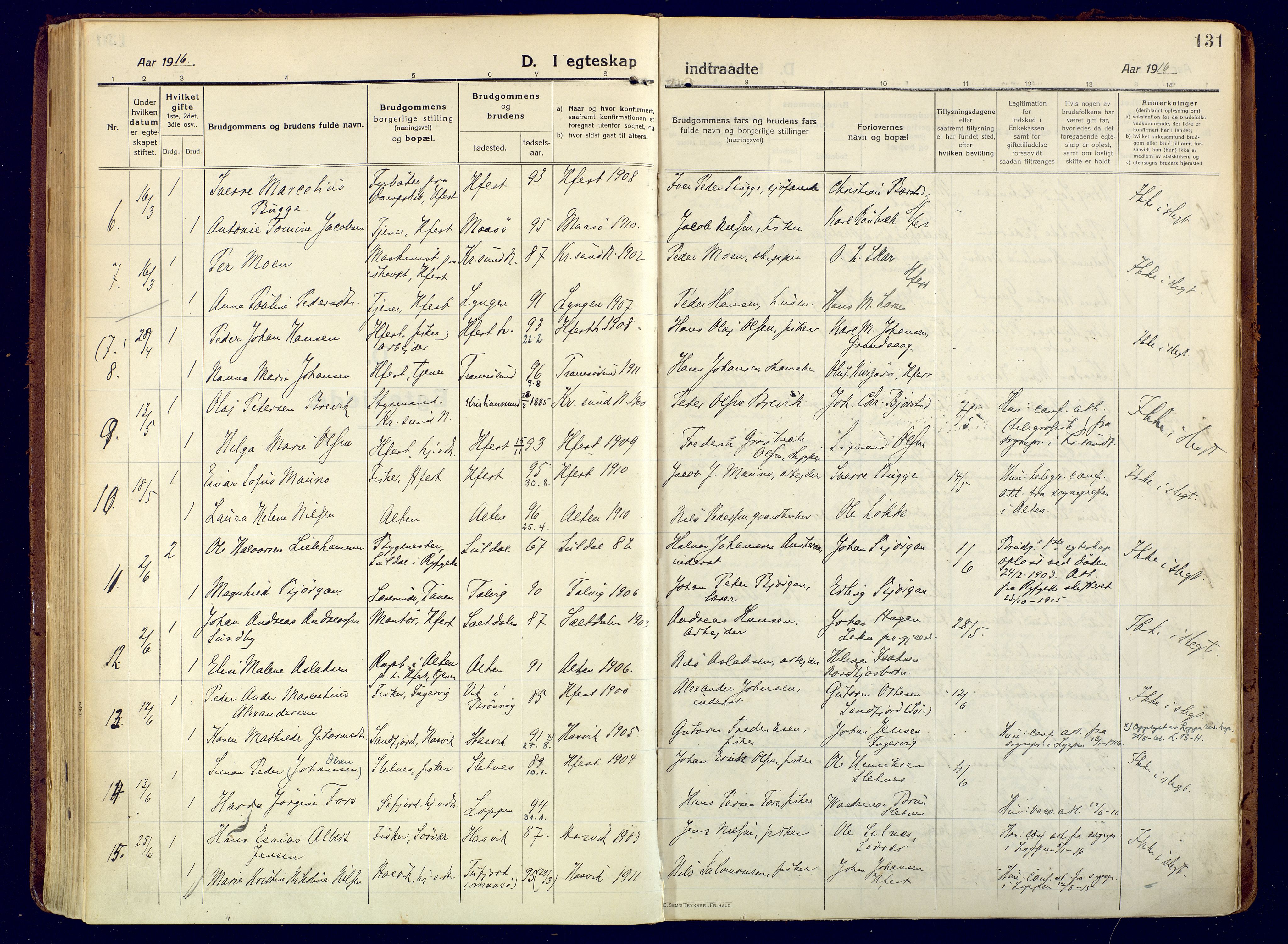 Hammerfest sokneprestkontor, AV/SATØ-S-1347/H/Ha/L0015.kirke: Parish register (official) no. 15, 1916-1923, p. 131