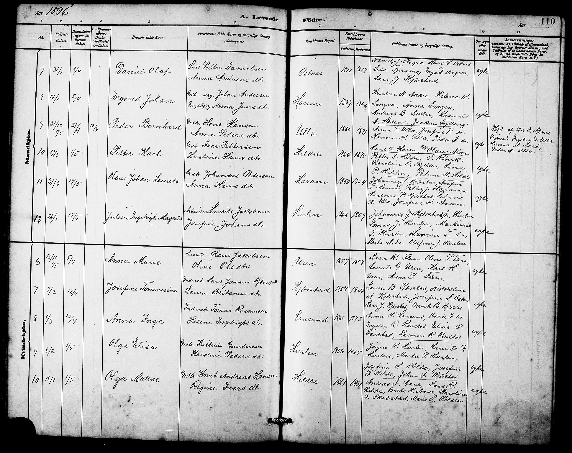 Ministerialprotokoller, klokkerbøker og fødselsregistre - Møre og Romsdal, AV/SAT-A-1454/536/L0510: Parish register (copy) no. 536C05, 1881-1898, p. 110