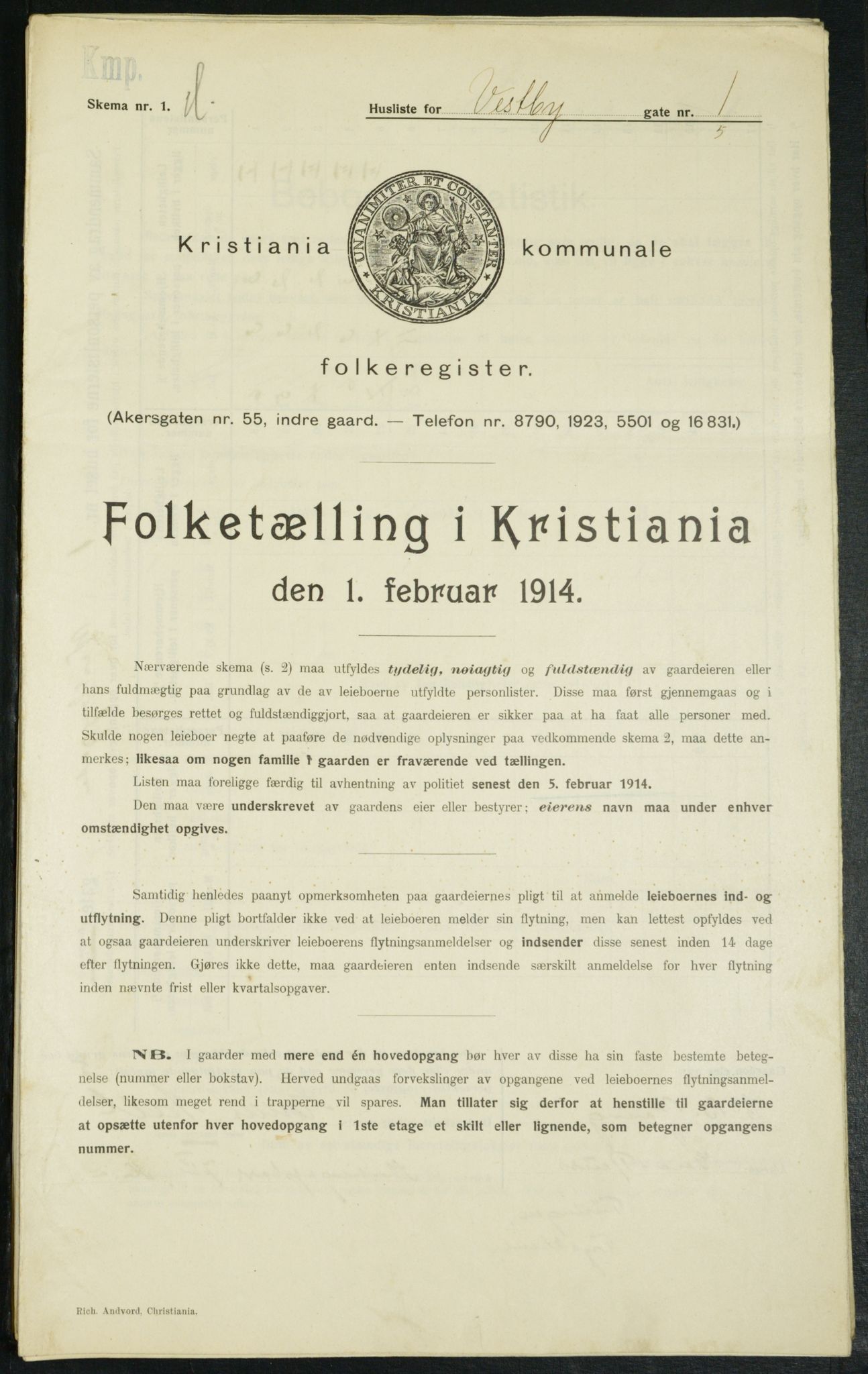 OBA, Municipal Census 1914 for Kristiania, 1914, p. 123341