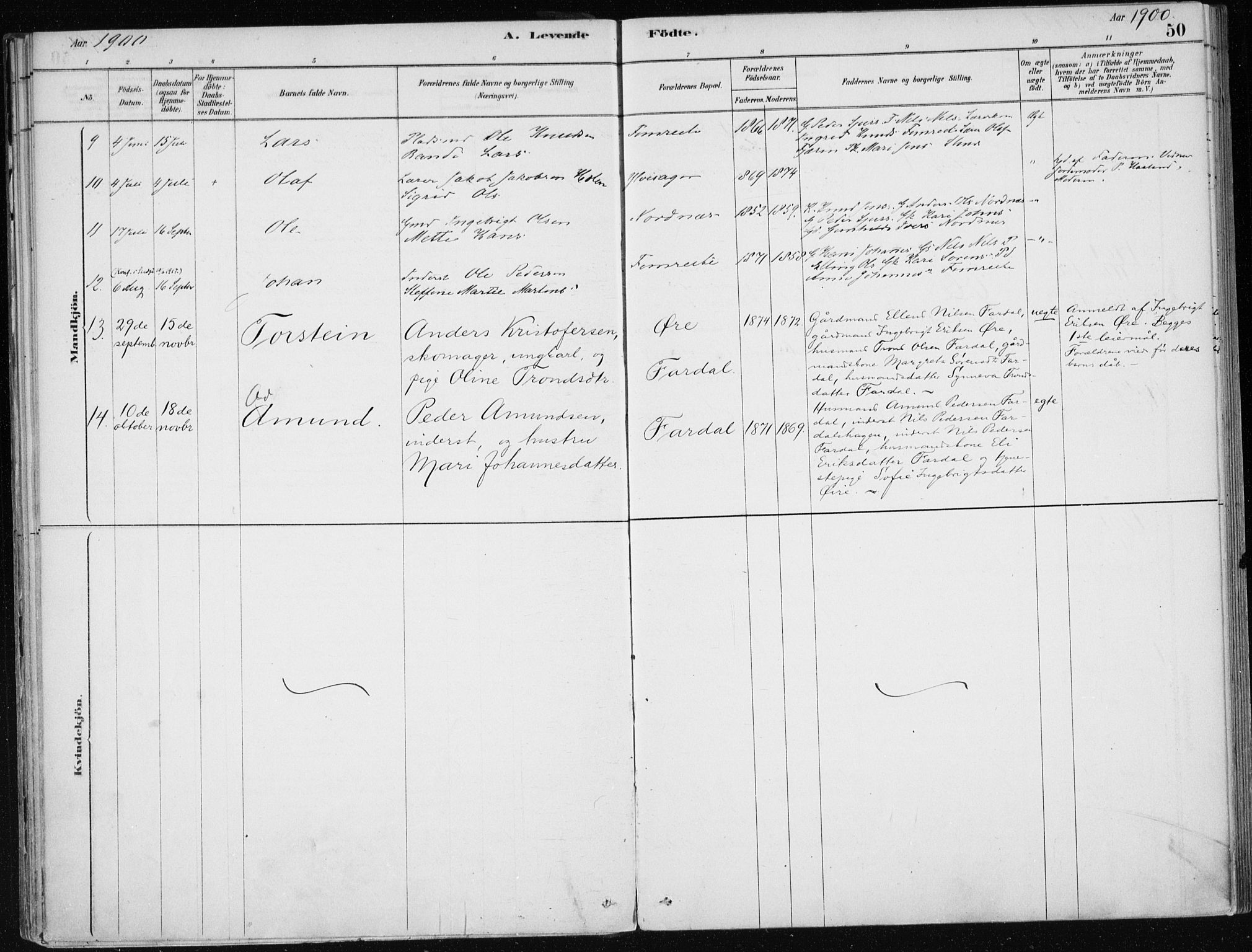 Sogndal sokneprestembete, SAB/A-81301/H/Haa/Haac/L0001: Parish register (official) no. C 1, 1878-1907, p. 50