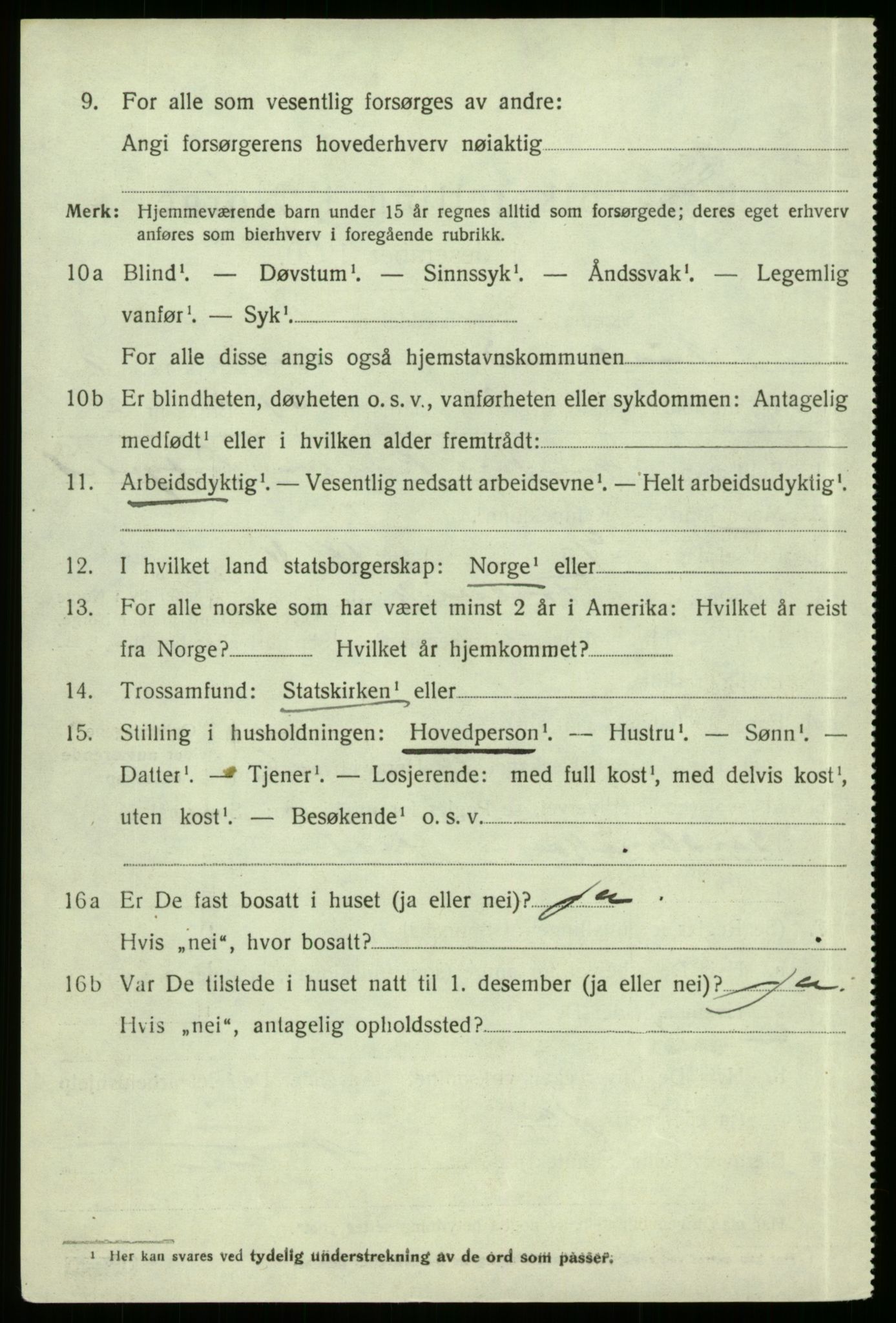 SAB, 1920 census for Aurland, 1920, p. 5019