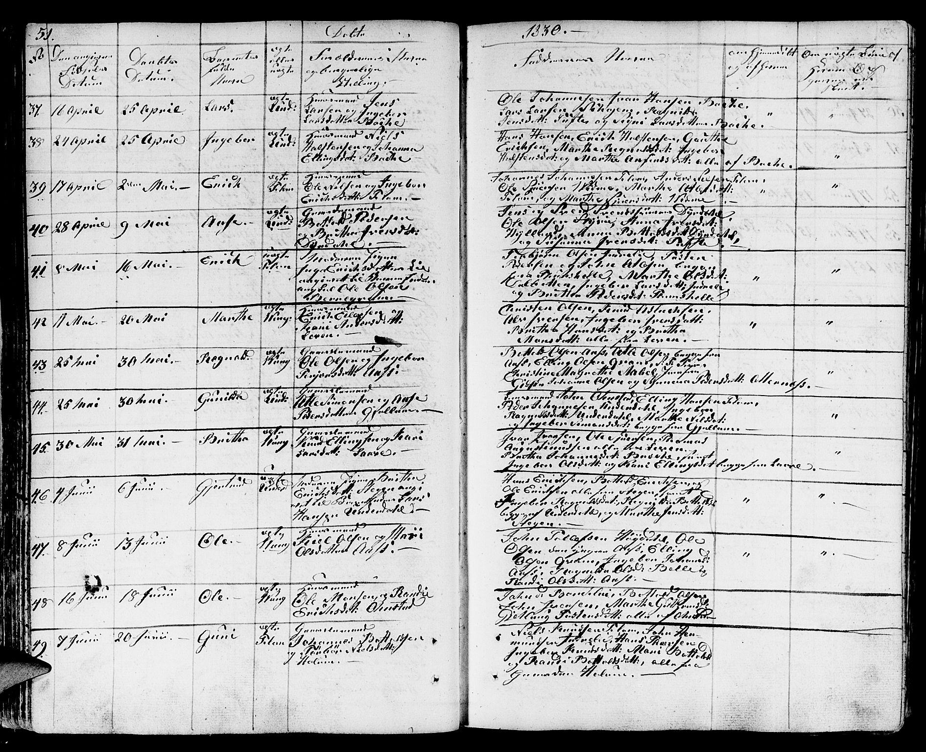 Aurland sokneprestembete, AV/SAB-A-99937/H/Ha/Haa/L0006: Parish register (official) no. A 6, 1821-1859, p. 51