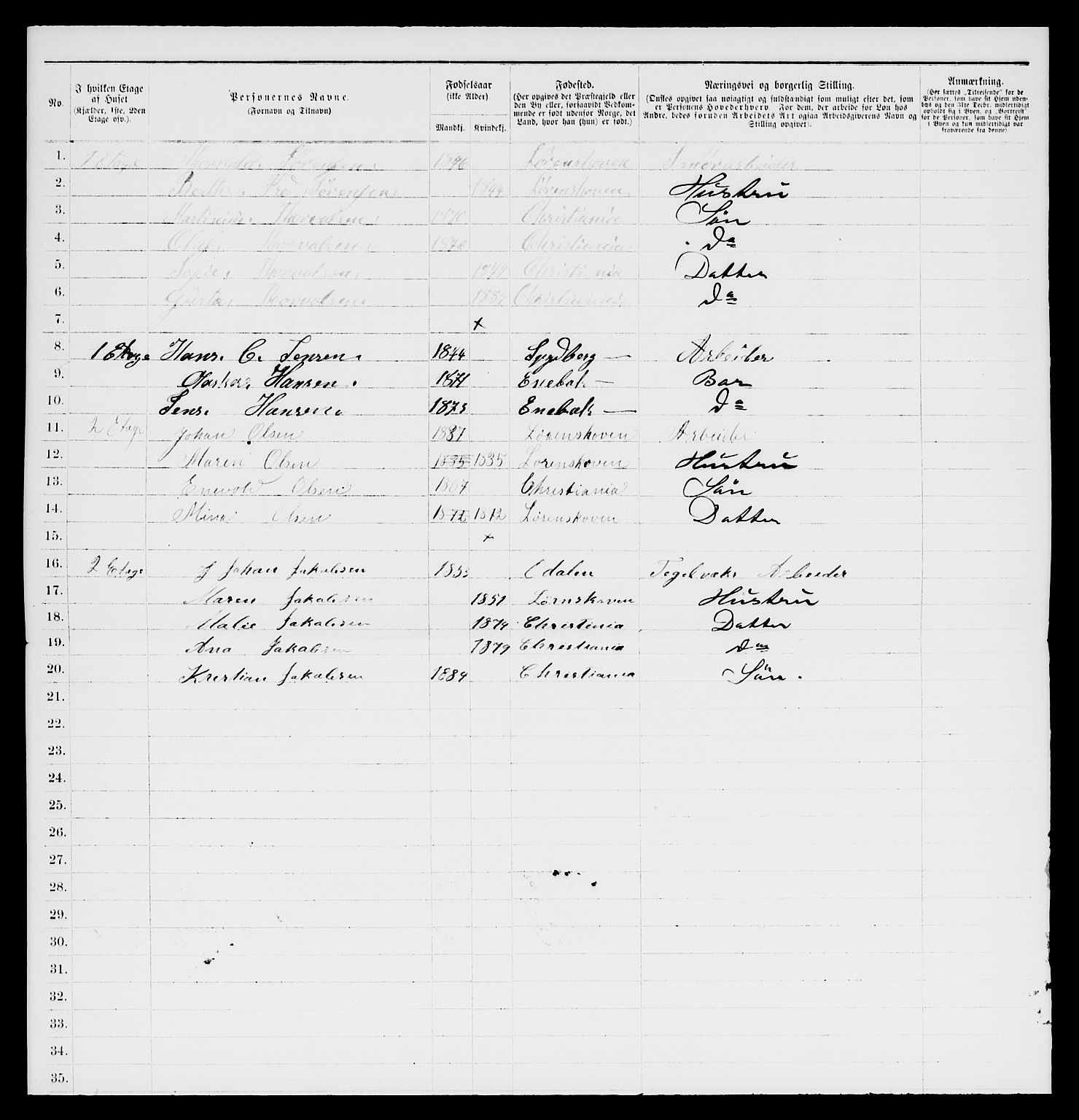 RA, 1885 census for 0301 Kristiania, 1885, p. 10182