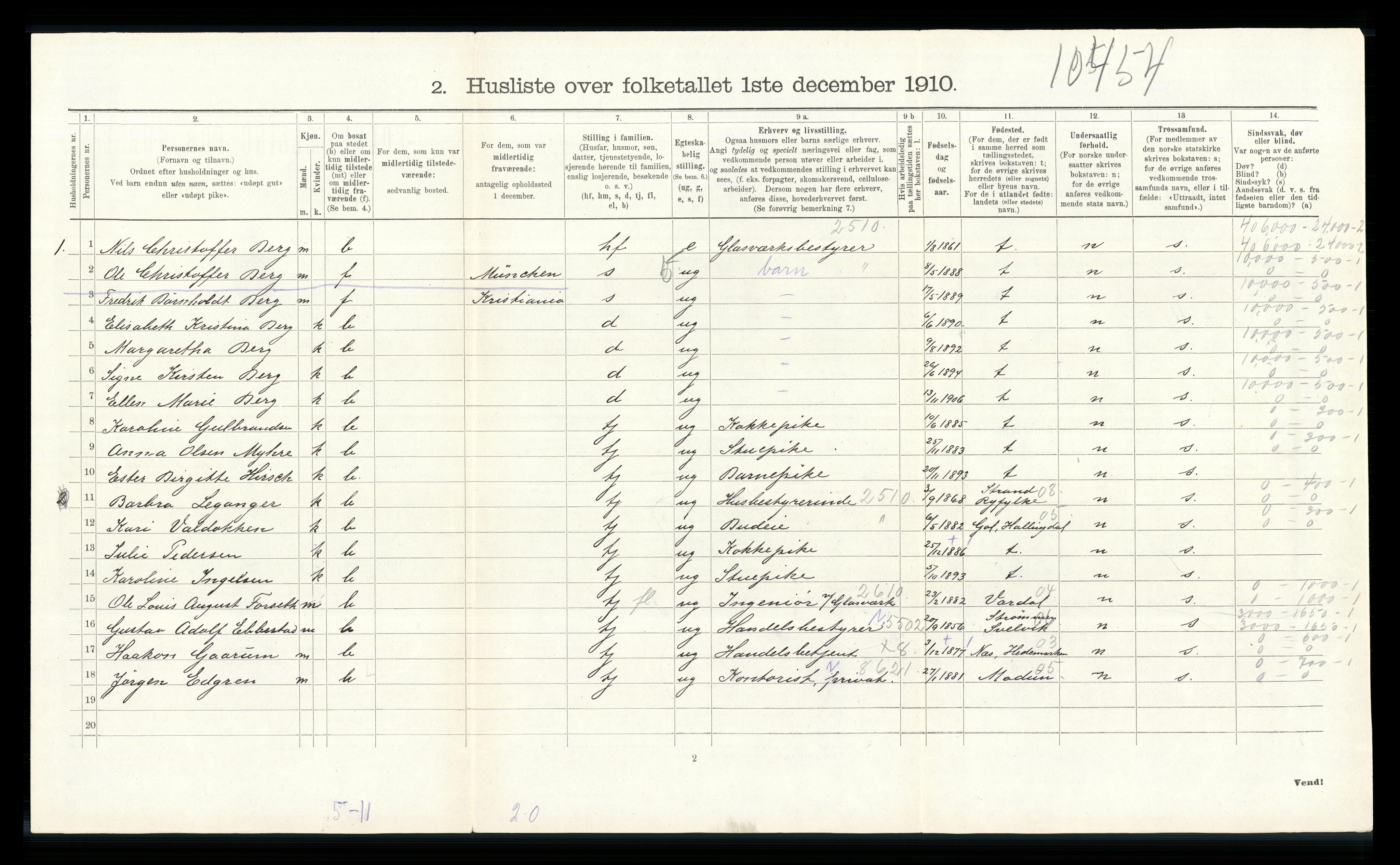 RA, 1910 census for Jevnaker, 1910, p. 490