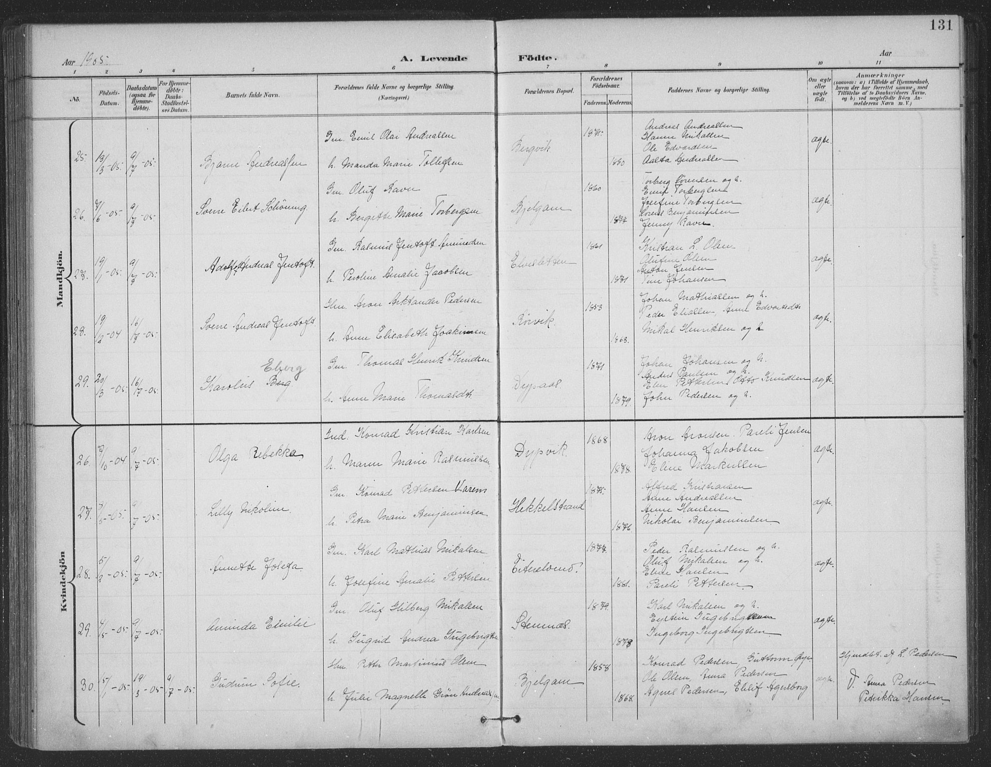 Ministerialprotokoller, klokkerbøker og fødselsregistre - Nordland, SAT/A-1459/863/L0899: Parish register (official) no. 863A11, 1897-1906, p. 131