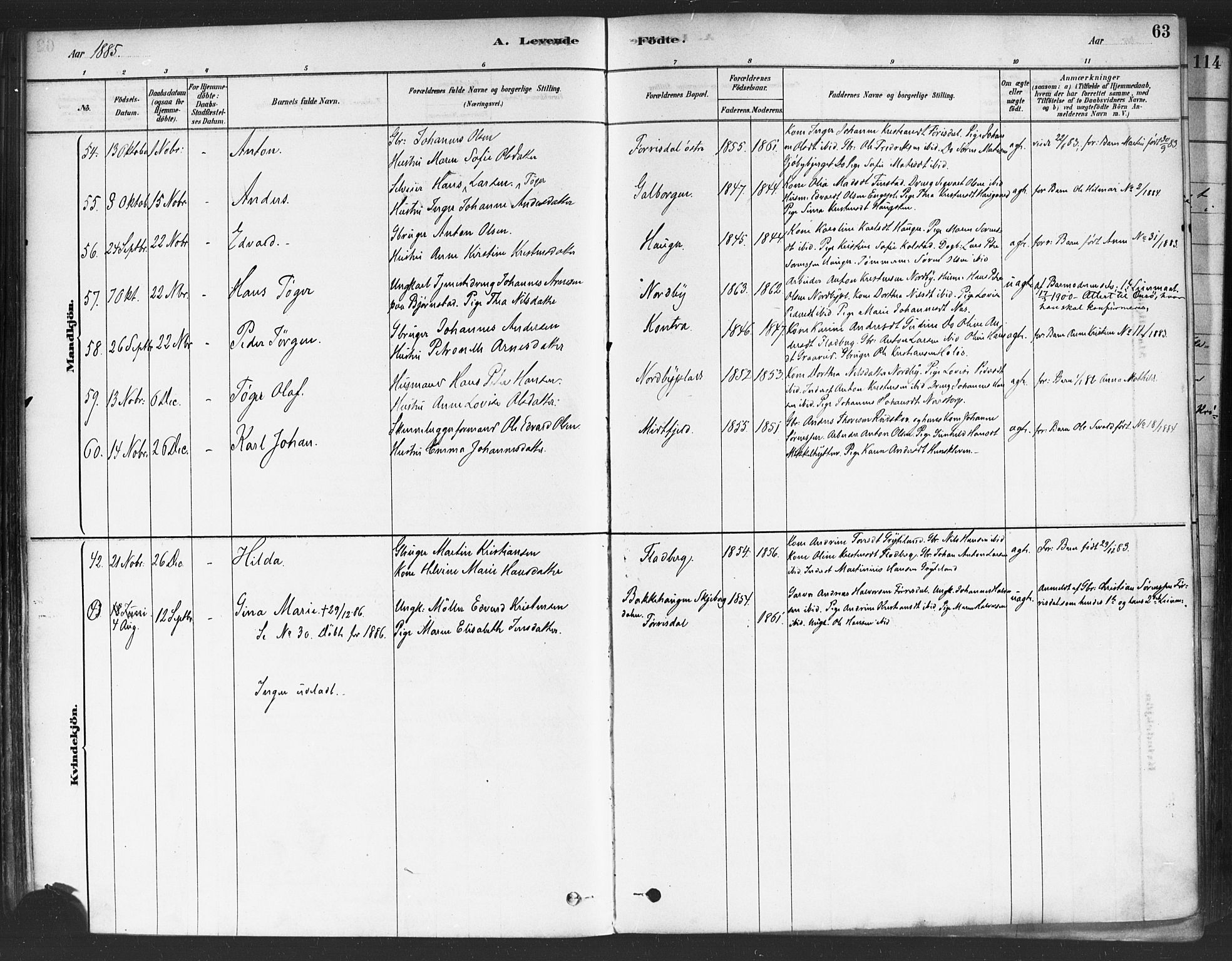 Rakkestad prestekontor Kirkebøker, AV/SAO-A-2008/F/Fa/L0012: Parish register (official) no. I 12, 1878-1893, p. 63