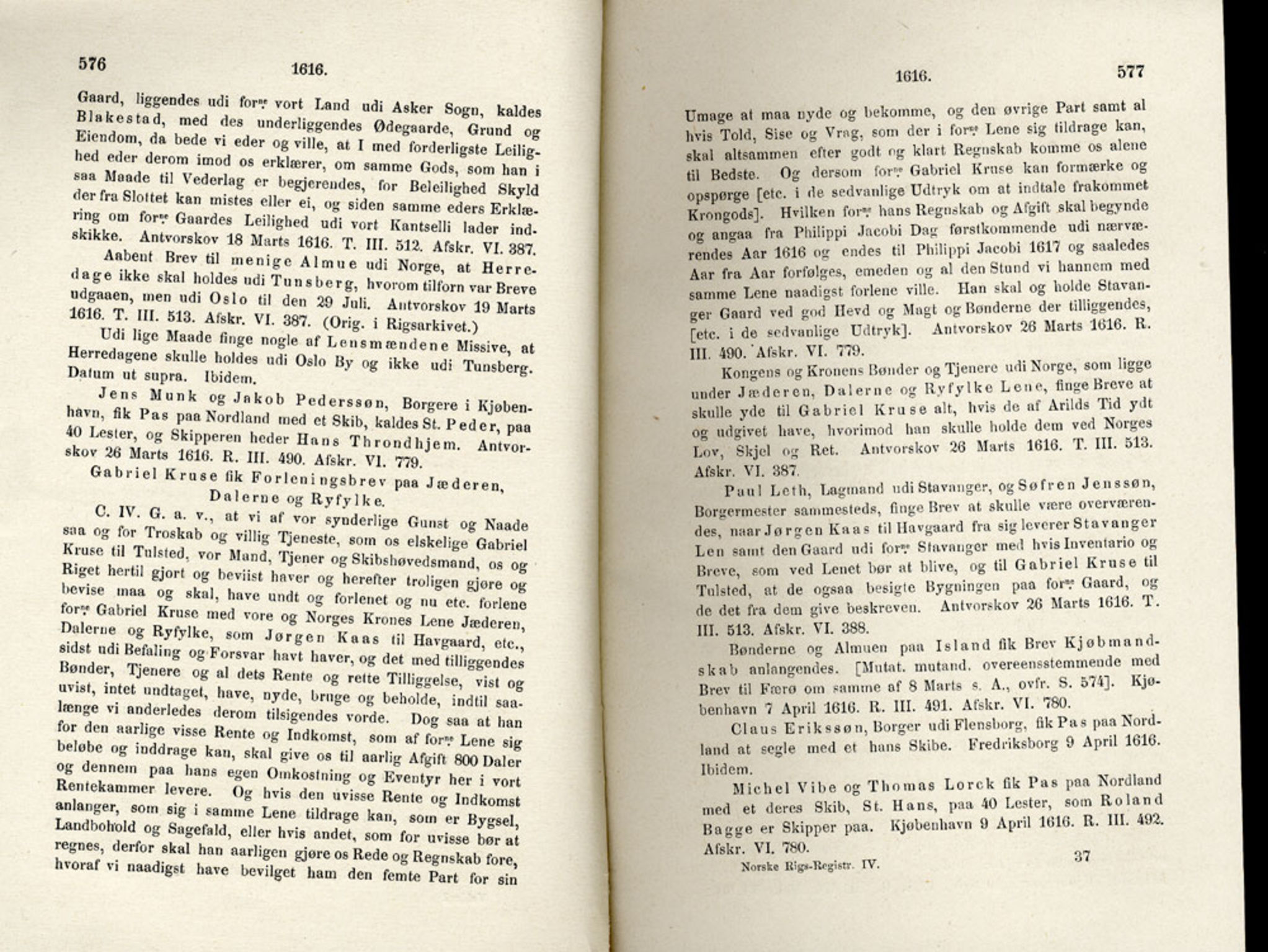 Publikasjoner utgitt av Det Norske Historiske Kildeskriftfond, PUBL/-/-/-: Norske Rigs-Registranter, bind 4, 1603-1618, p. 576-577