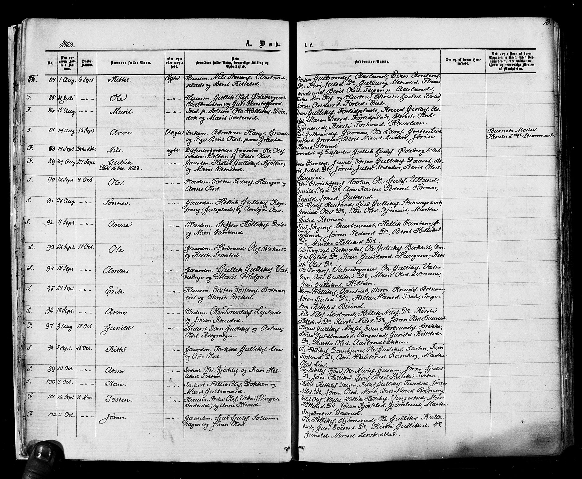 Flesberg kirkebøker, SAKO/A-18/F/Fa/L0007: Parish register (official) no. I 7, 1861-1878, p. 16