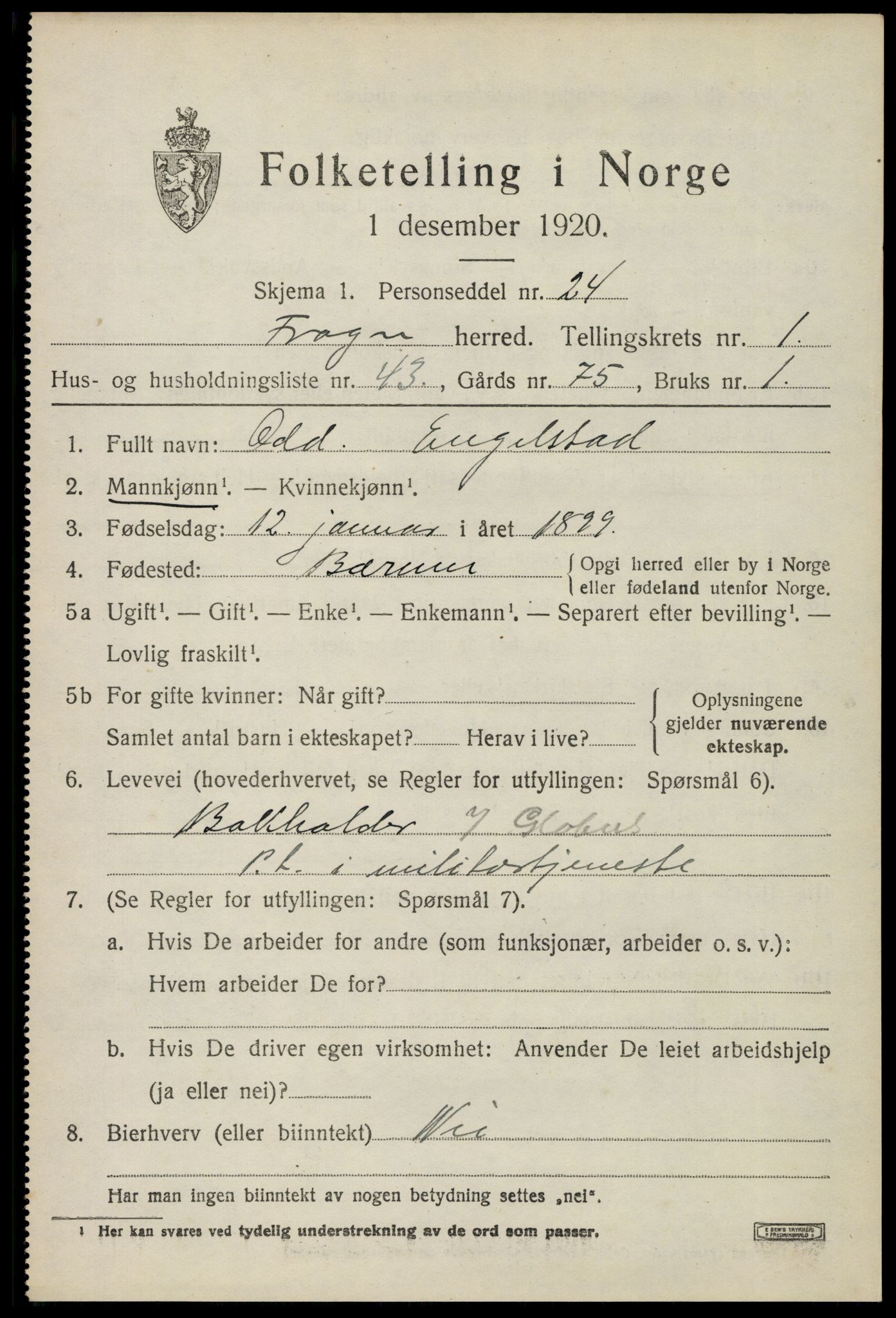 SAO, 1920 census for Frogn, 1920, p. 1467