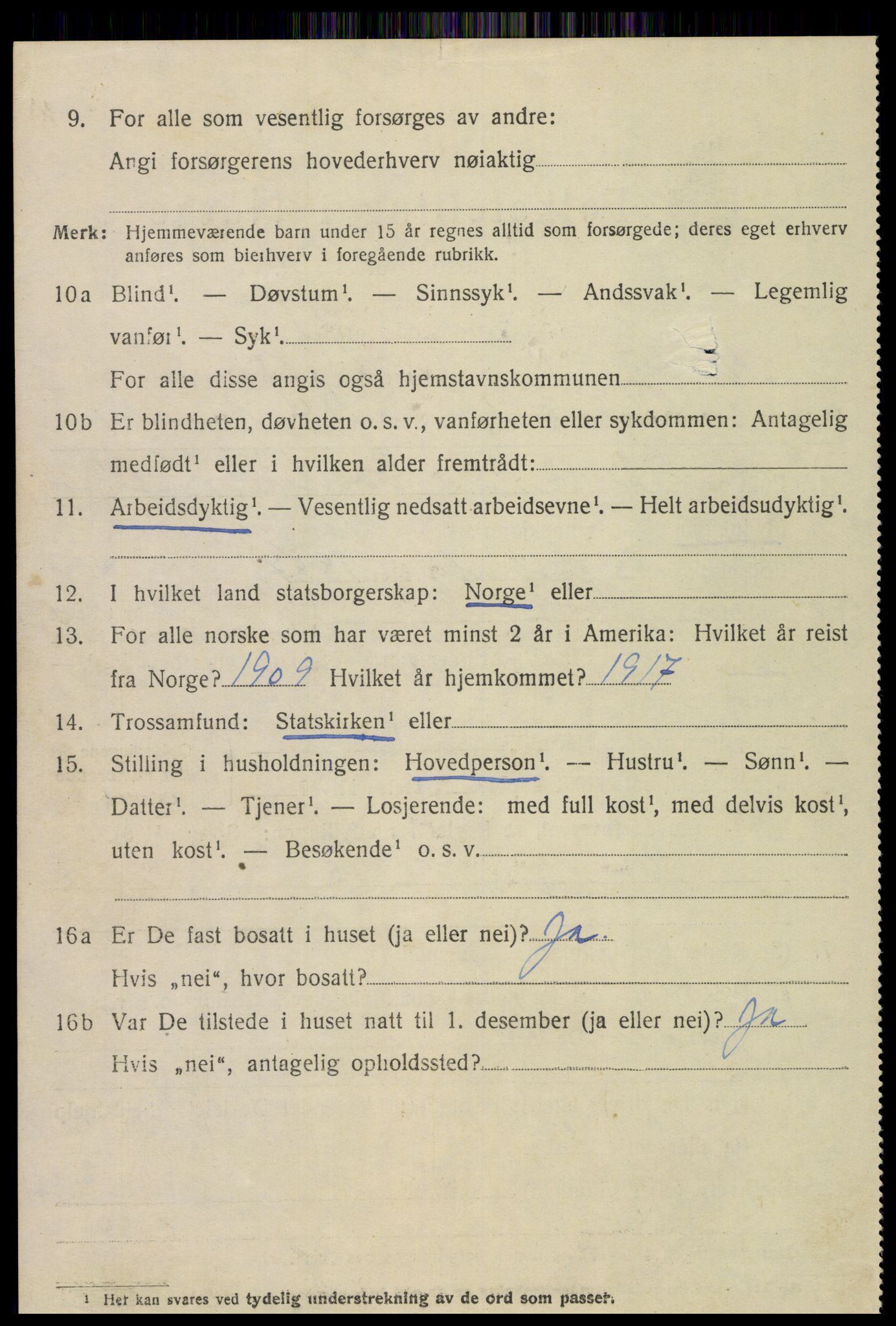 SAT, 1920 census for Veøy, 1920, p. 916