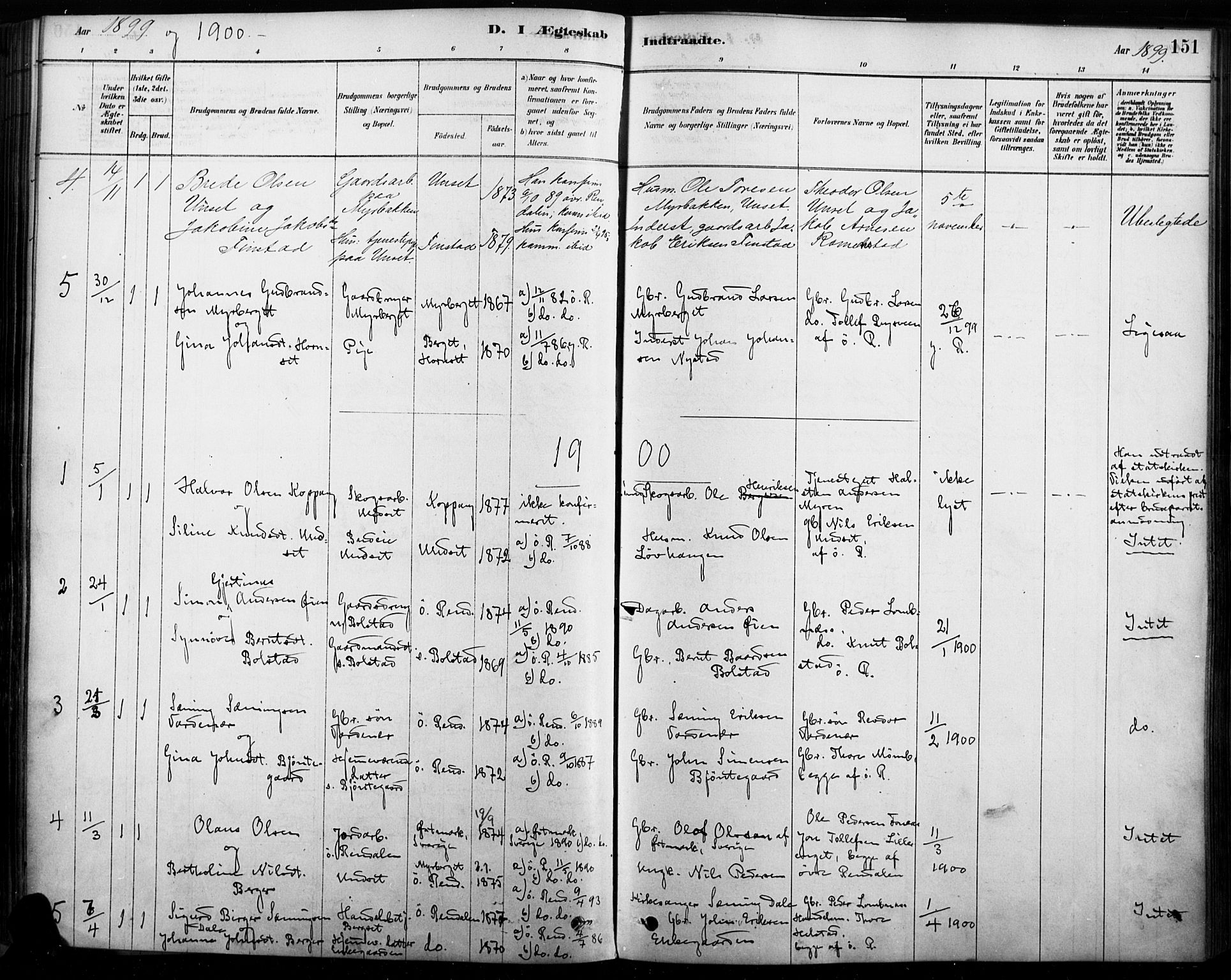 Rendalen prestekontor, SAH/PREST-054/H/Ha/Haa/L0009: Parish register (official) no. 9, 1878-1901, p. 151