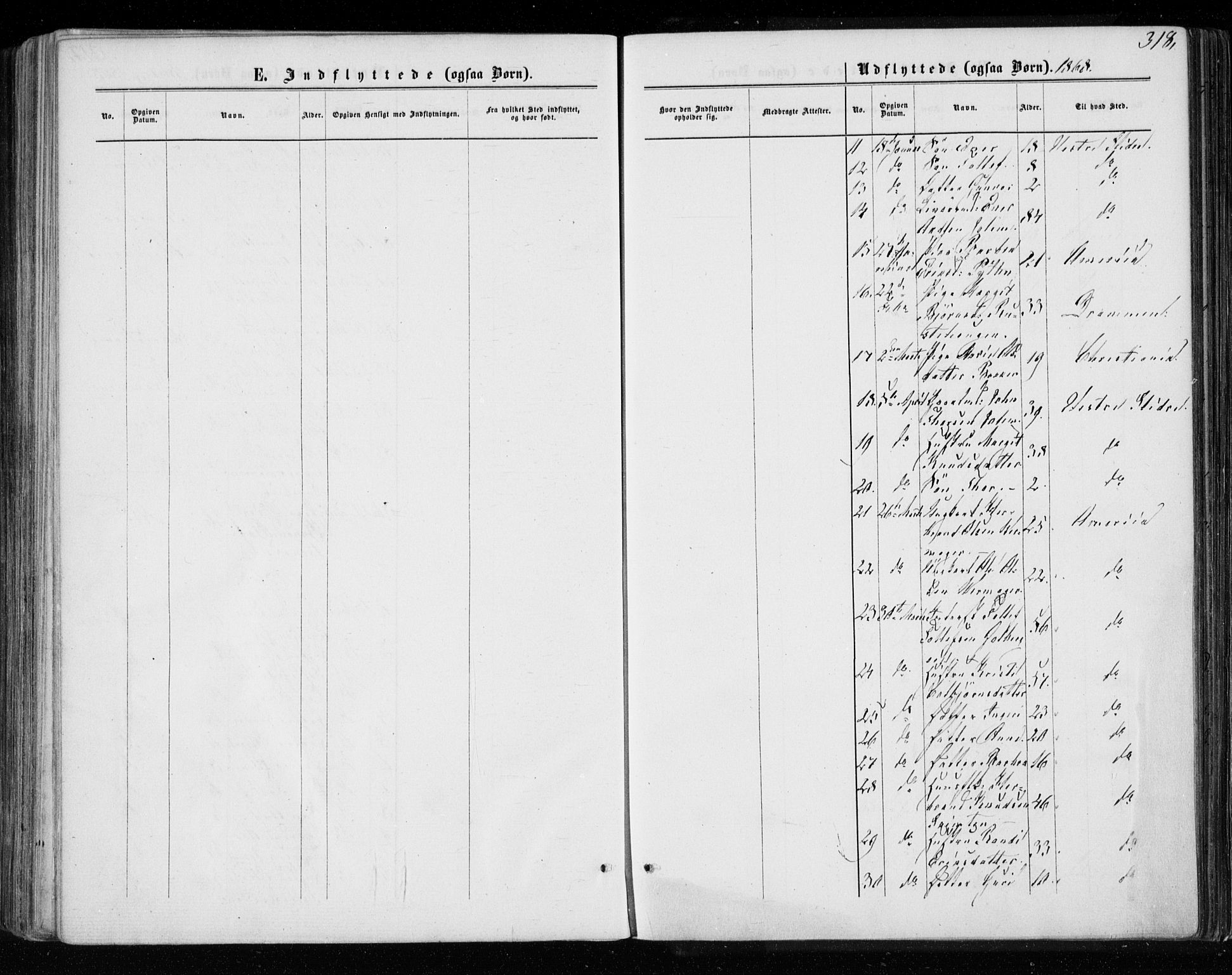 Gol kirkebøker, AV/SAKO-A-226/F/Fa/L0003: Parish register (official) no. I 3, 1863-1875, p. 318