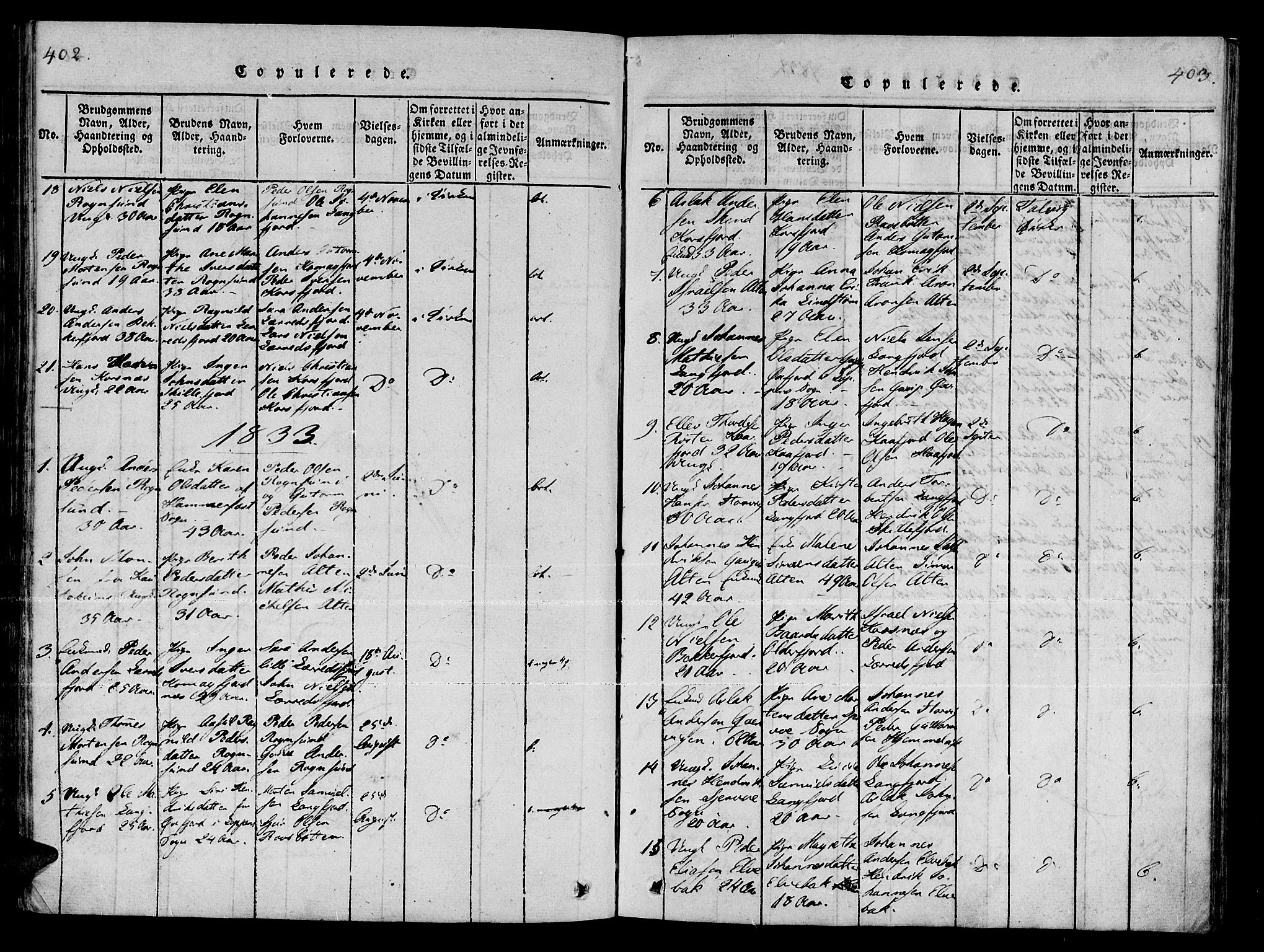 Talvik sokneprestkontor, SATØ/S-1337/H/Ha/L0008kirke: Parish register (official) no. 8, 1821-1837, p. 402-403