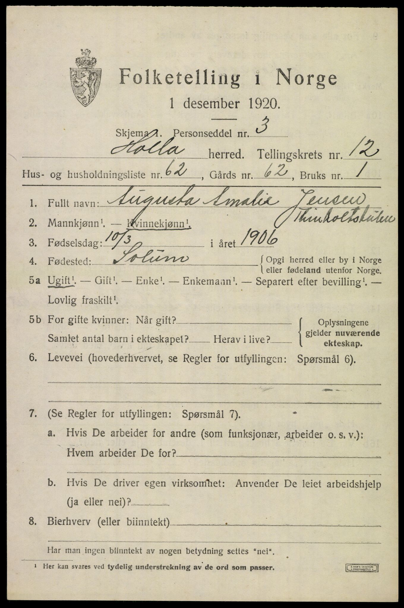 SAKO, 1920 census for Holla, 1920, p. 7931