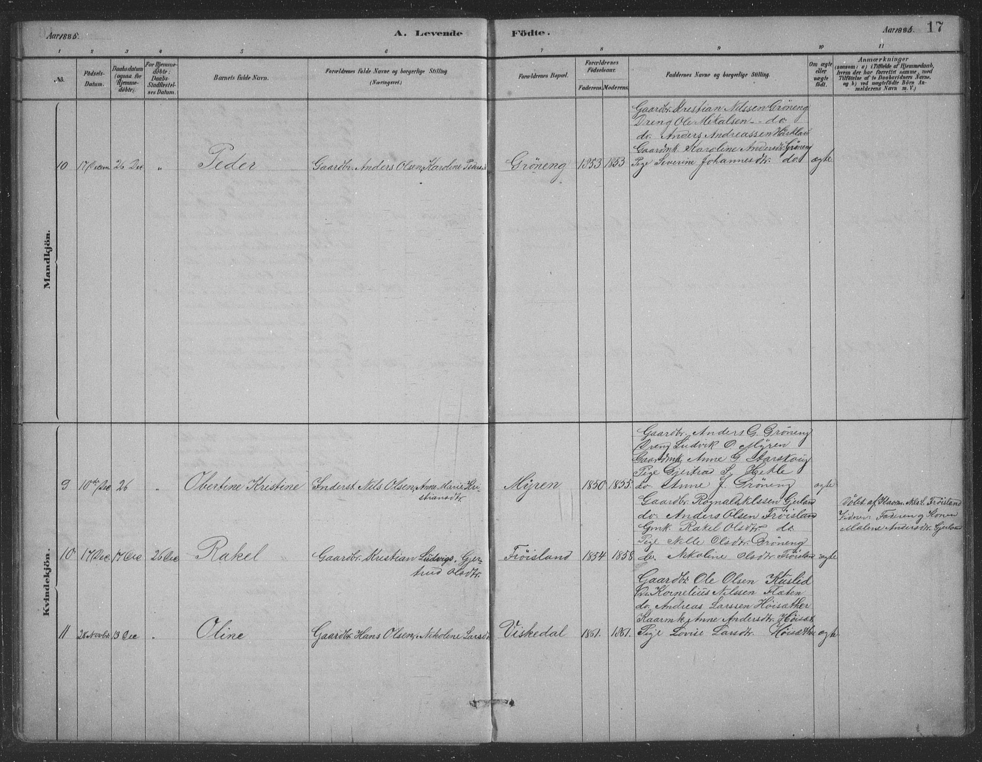 Førde sokneprestembete, AV/SAB-A-79901/H/Hab/Habc/L0002: Parish register (copy) no. C 2, 1881-1911, p. 17