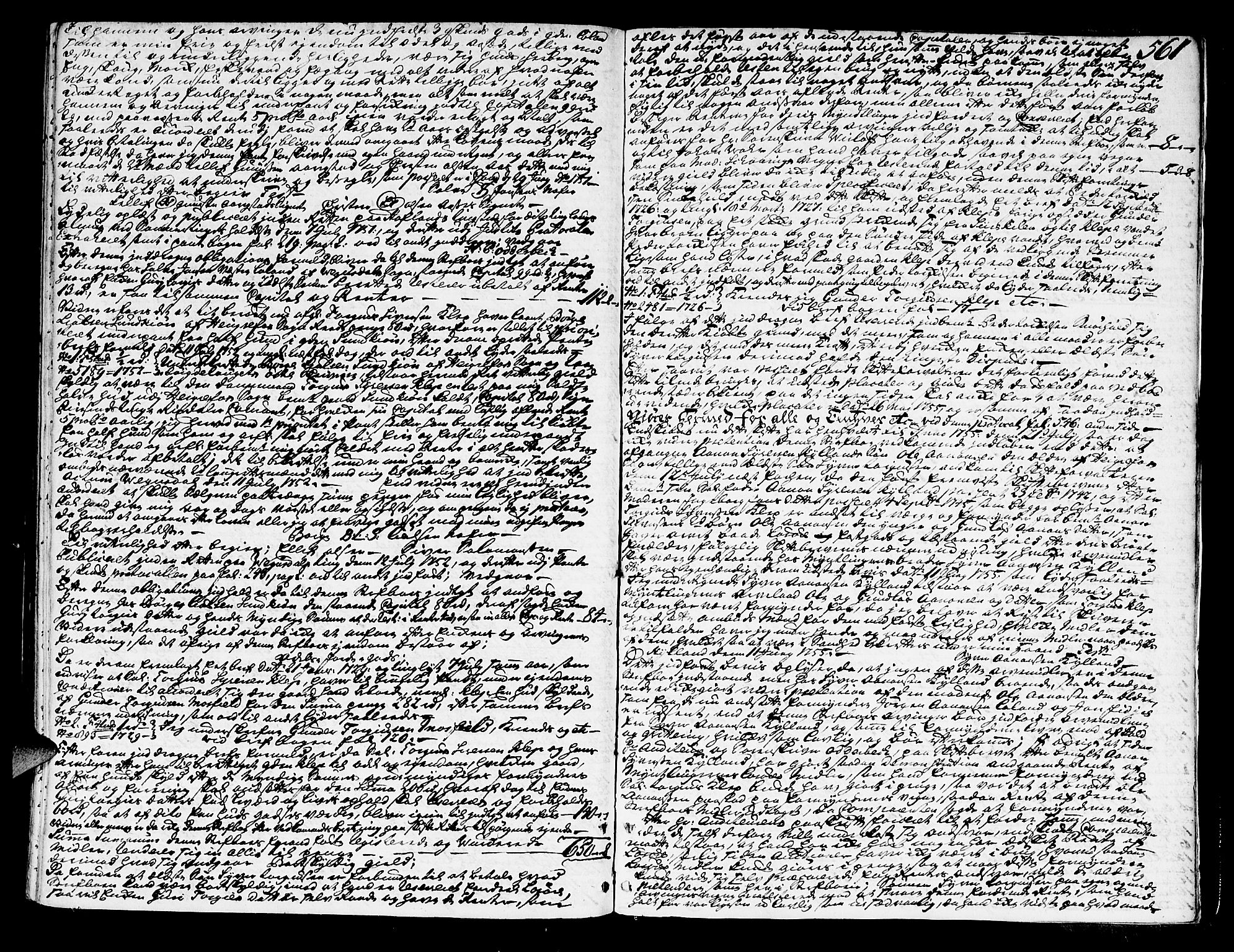 Setesdal sorenskriveri, SAK/1221-0011/H/Hc/L0006: Skifteprotokoll nr 6 med register, 1744-1755, p. 560b-561a