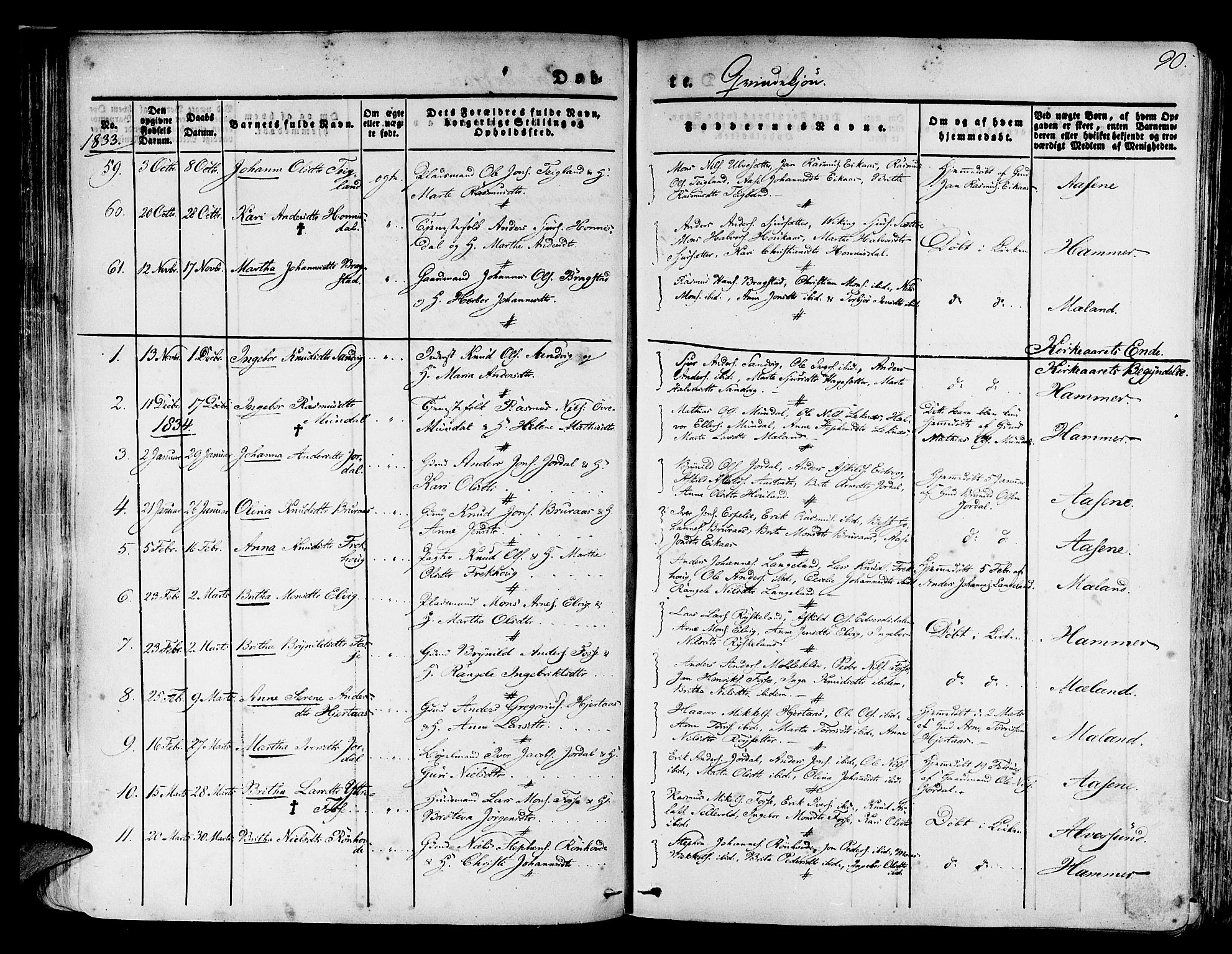 Hamre sokneprestembete, AV/SAB-A-75501/H/Ha/Haa/Haaa/L0011: Parish register (official) no. A 11, 1826-1834, p. 90