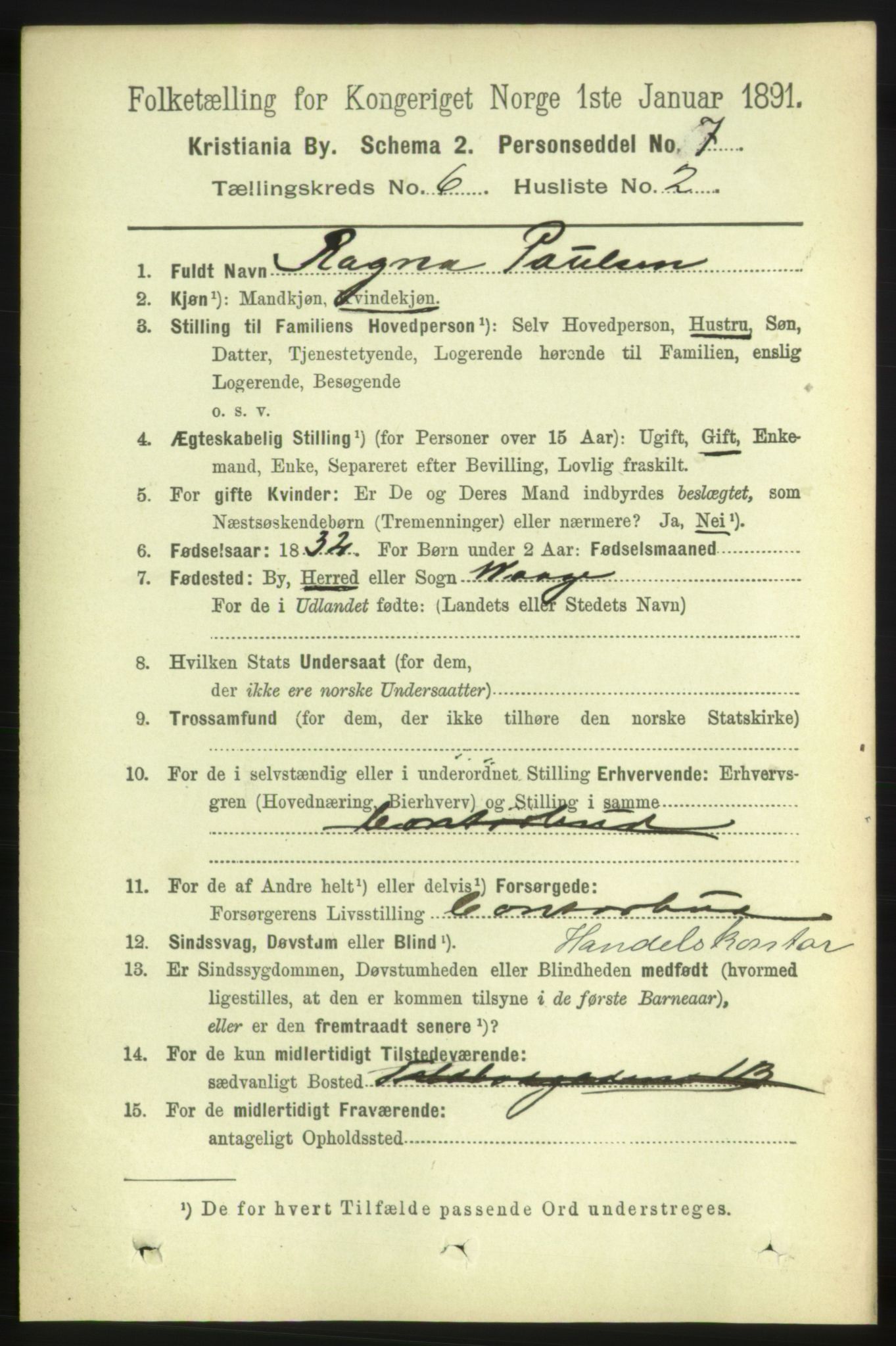 RA, 1891 census for 0301 Kristiania, 1891, p. 2555