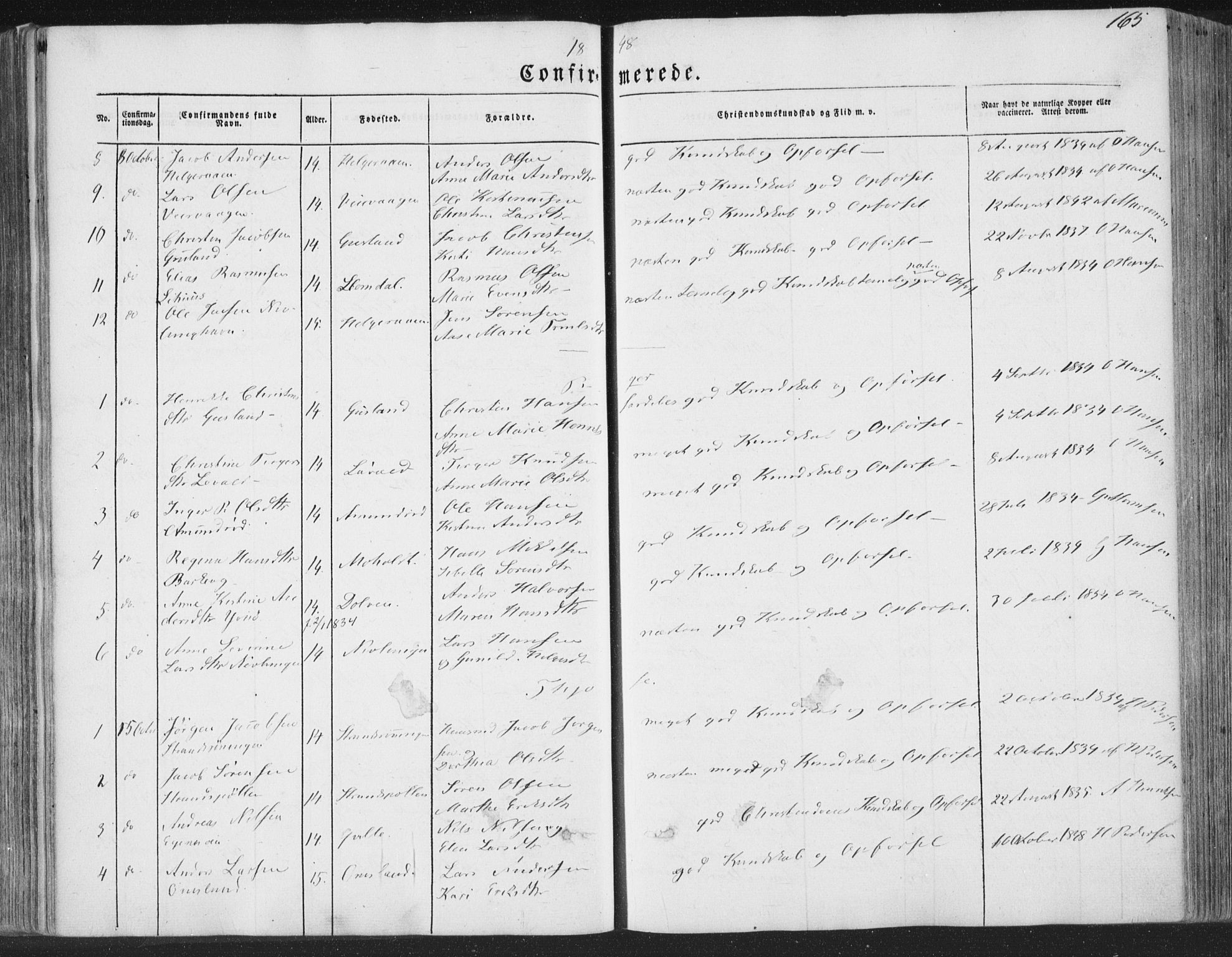 Brunlanes kirkebøker, SAKO/A-342/F/Fa/L0004: Parish register (official) no. I 4, 1846-1862, p. 165