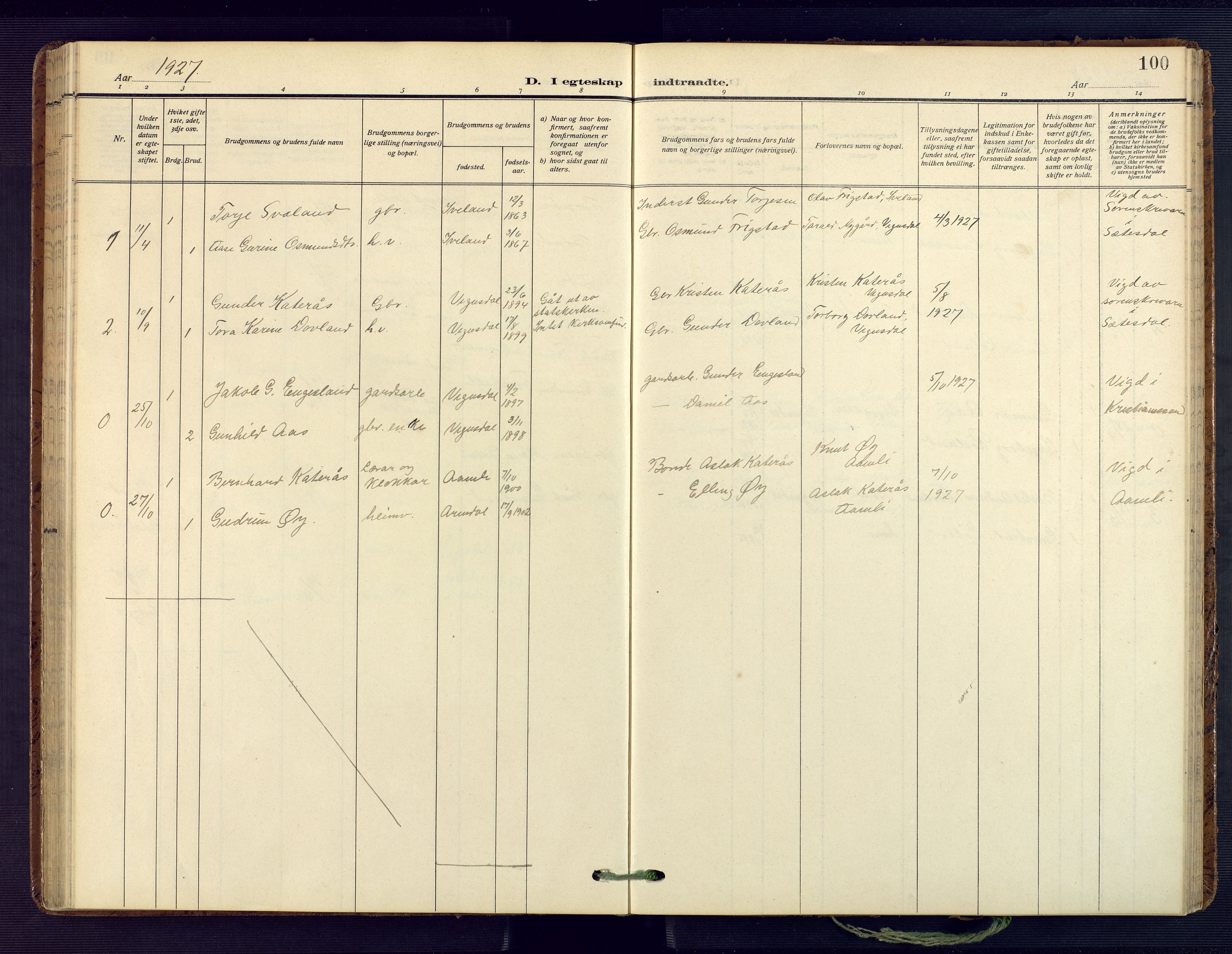 Herefoss sokneprestkontor, SAK/1111-0019/F/Fa/Fab/L0005: Parish register (official) no. A 5, 1910-1932, p. 100