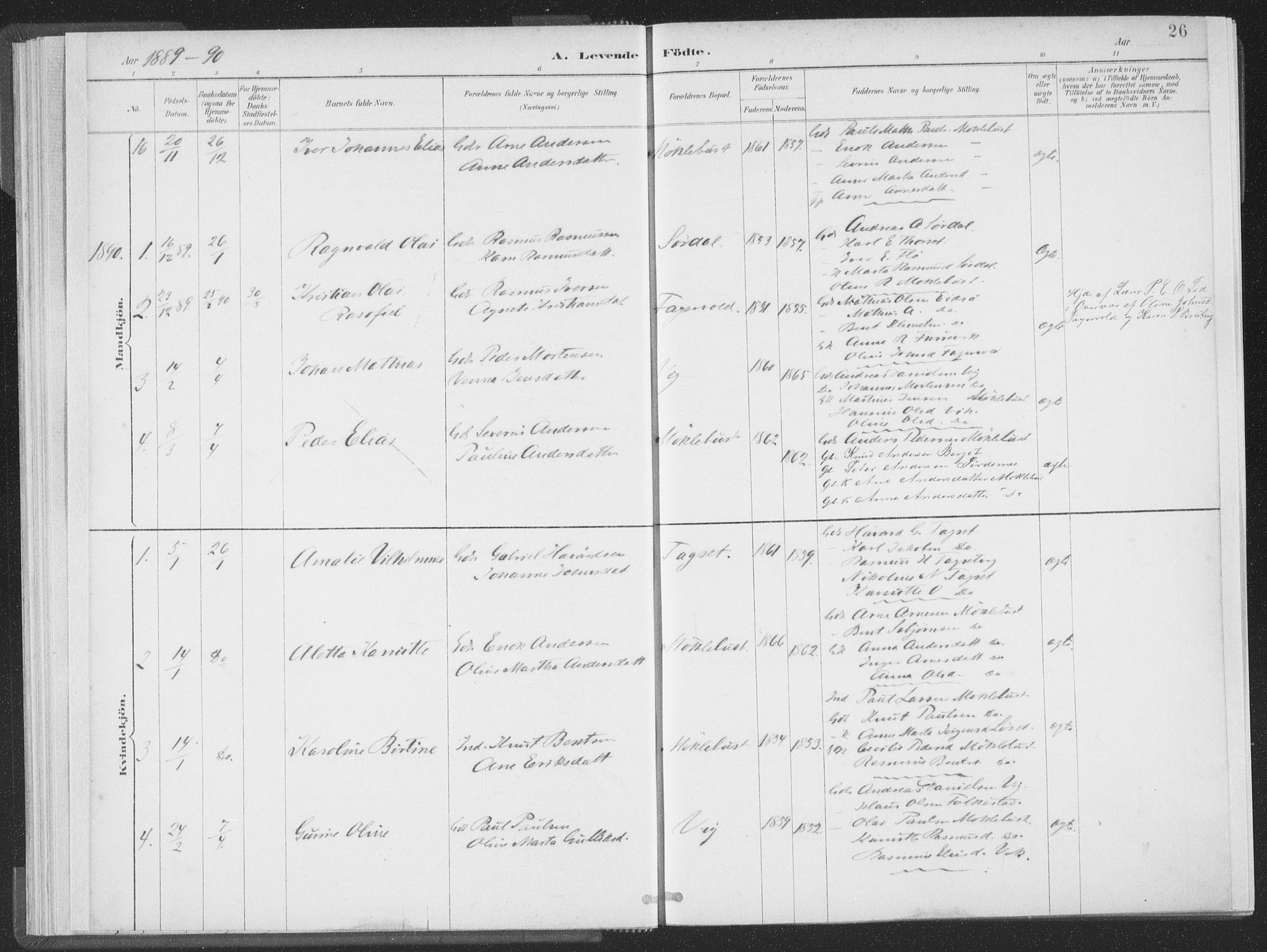 Ministerialprotokoller, klokkerbøker og fødselsregistre - Møre og Romsdal, AV/SAT-A-1454/502/L0025: Parish register (official) no. 502A03, 1885-1909, p. 26