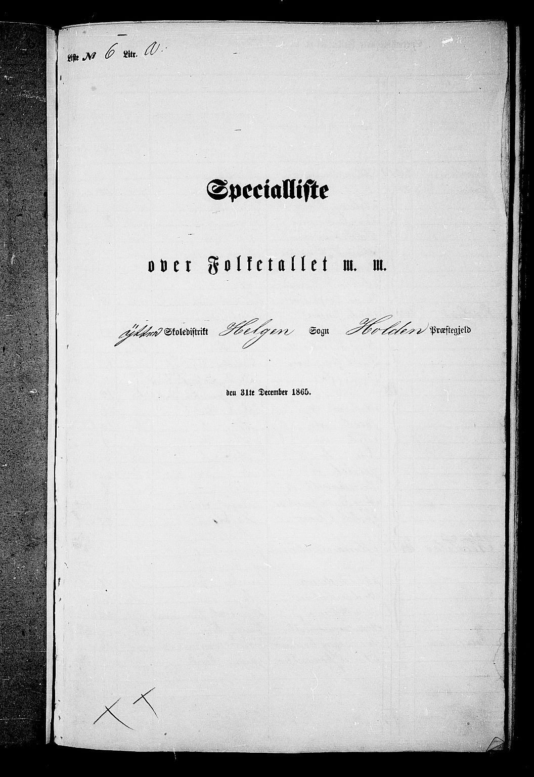 RA, 1865 census for Holla, 1865, p. 101