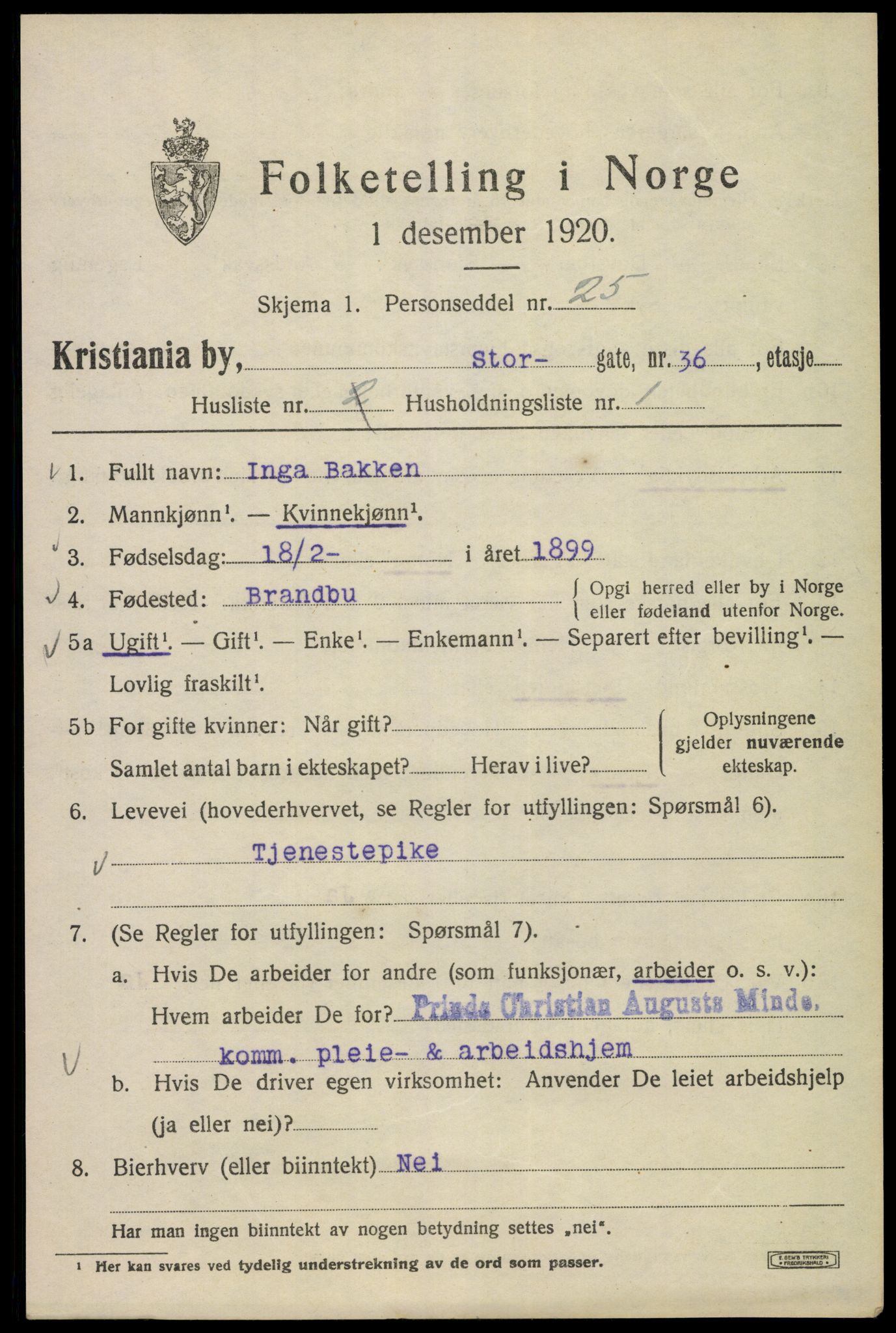 SAO, 1920 census for Kristiania, 1920, p. 548923