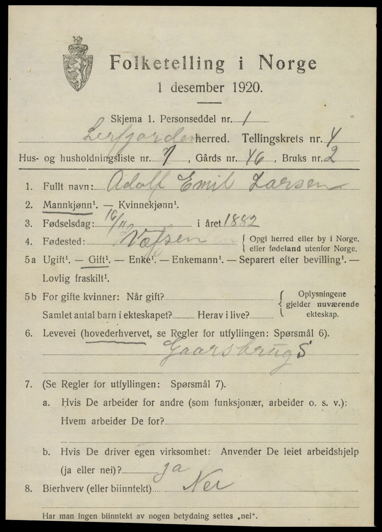 SAT, 1920 census for Leirfjord, 1920, p. 2503