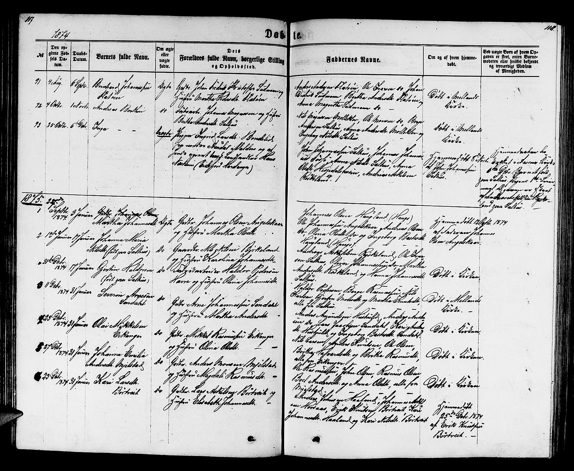 Hamre sokneprestembete, SAB/A-75501/H/Ha/Hab: Parish register (copy) no. B 2, 1863-1880, p. 117-118